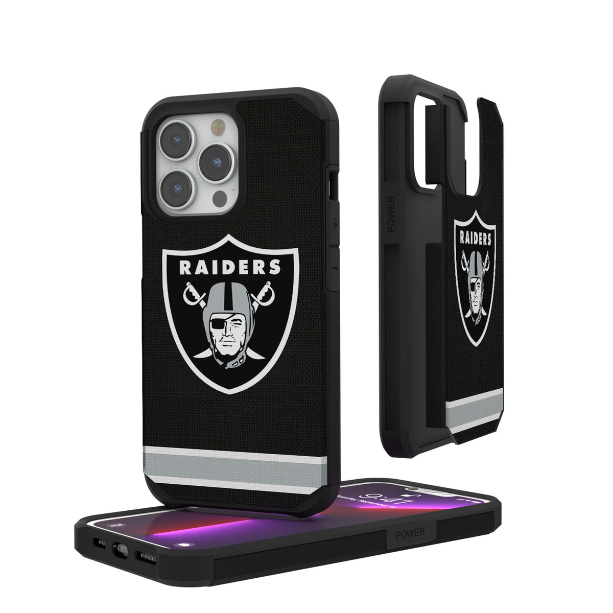 Las Vegas Raiders Stripe Rugged Phone Case 1