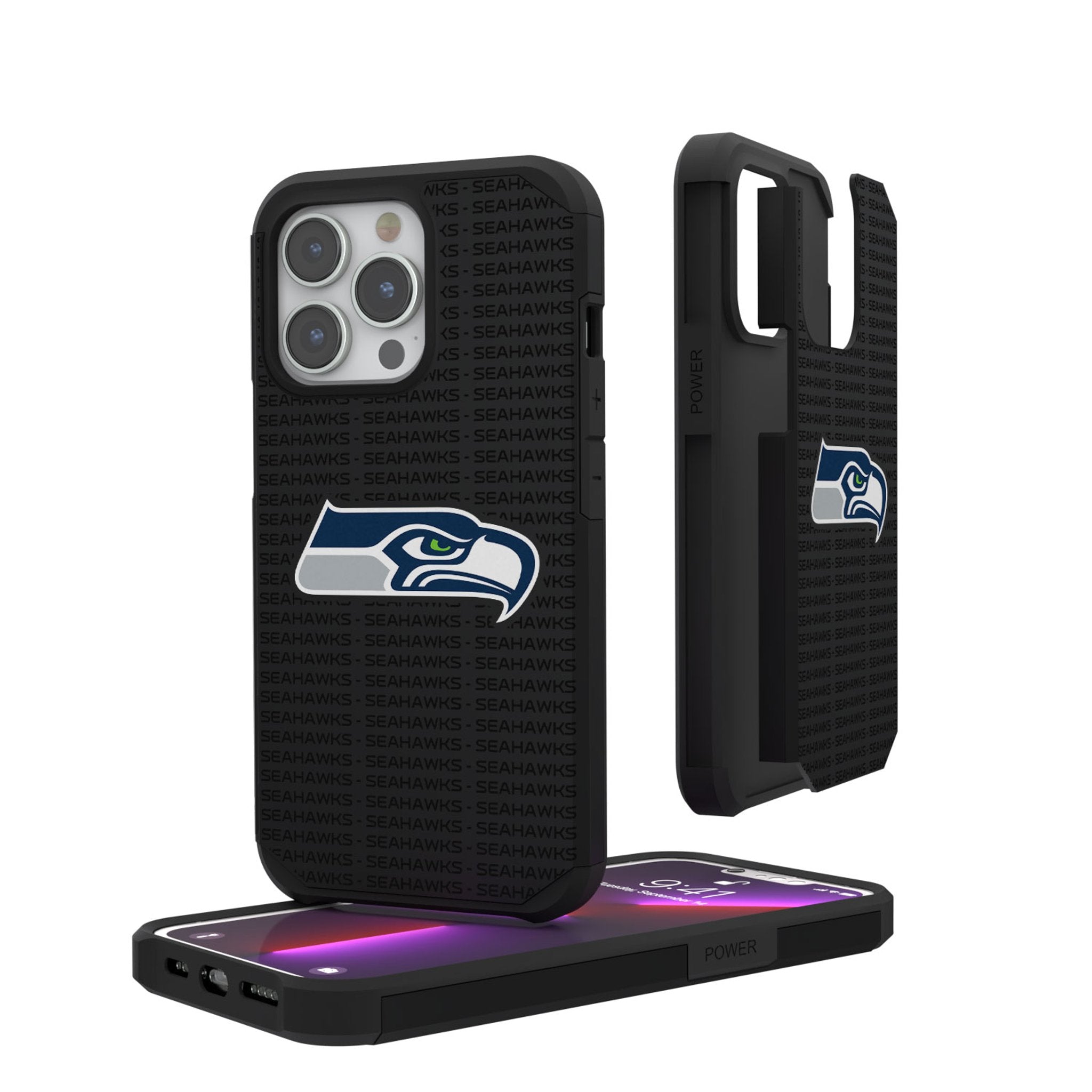 Seattle Seahawks Text Backdrop Rugged Phone Case 1