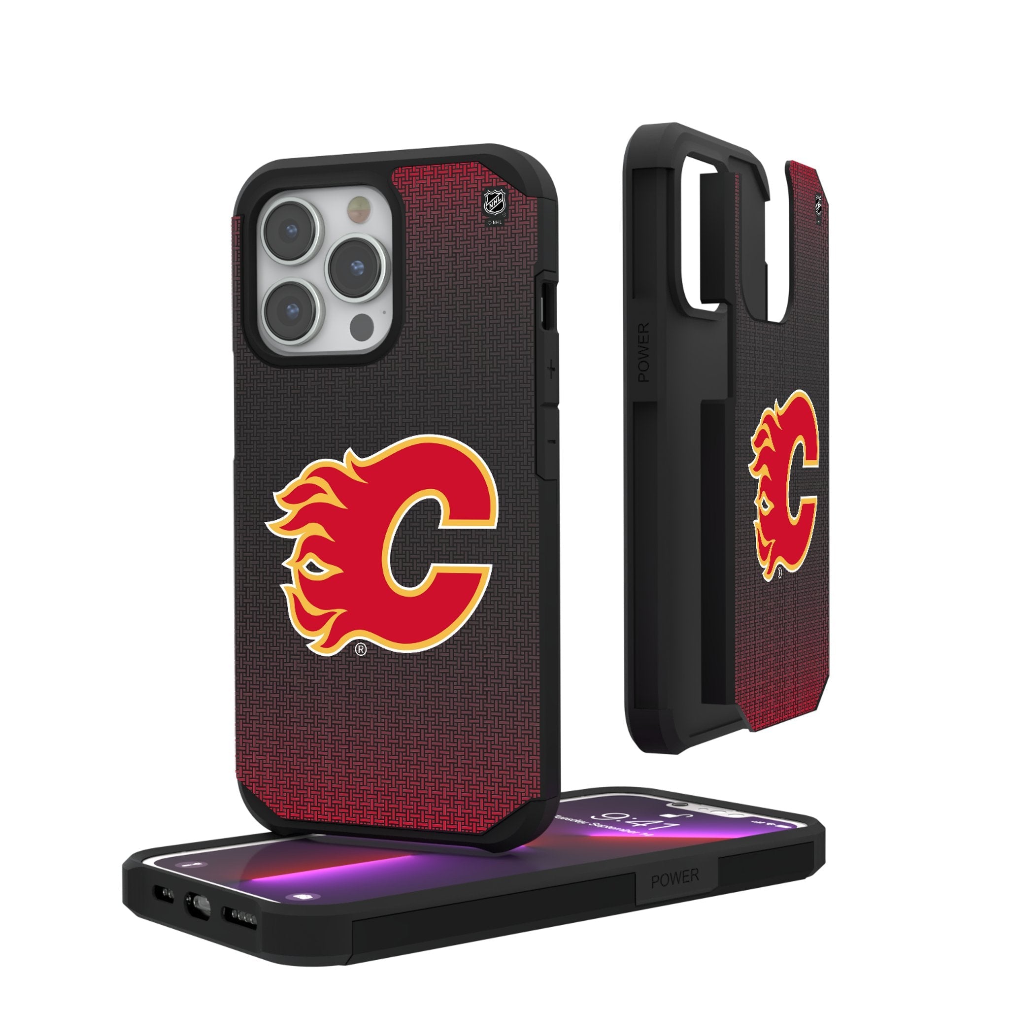 Calgary Flames Linen Rugged Phone Case