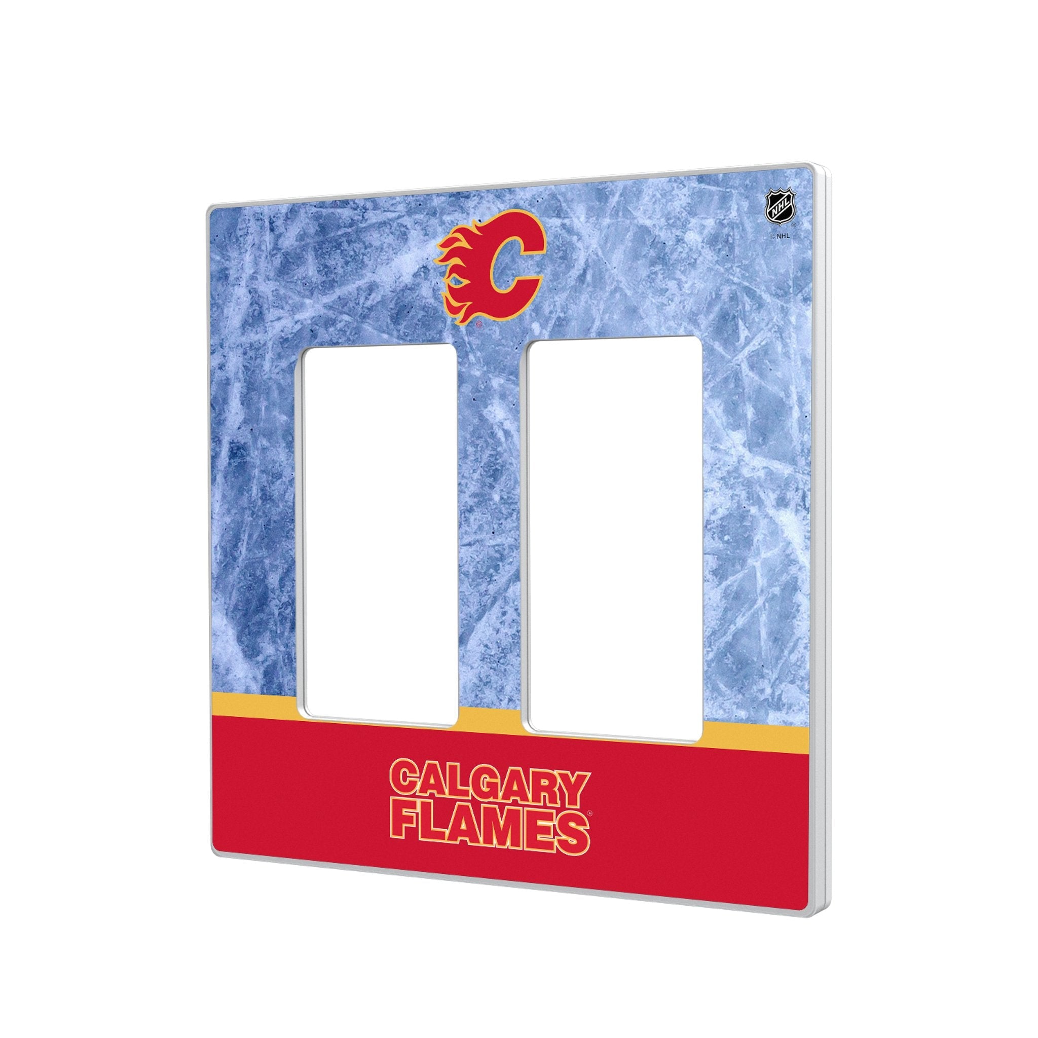 Calgary Flames Ice Wordmark Hidden-Screw Light Switch Plate 4