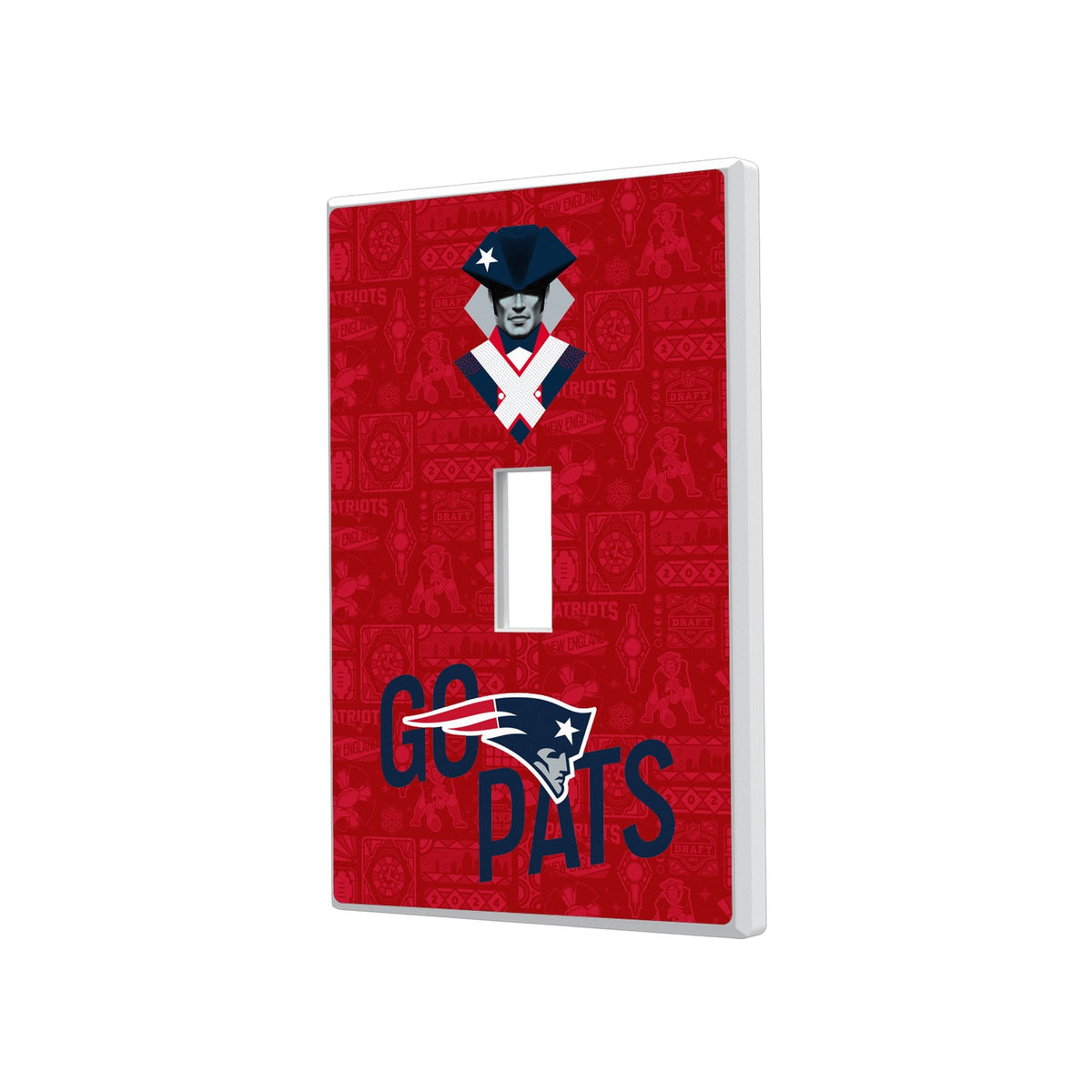 New England Patriots 2024 Illustrated Limited Edition Hidden-Screw Light Switch Plate 1