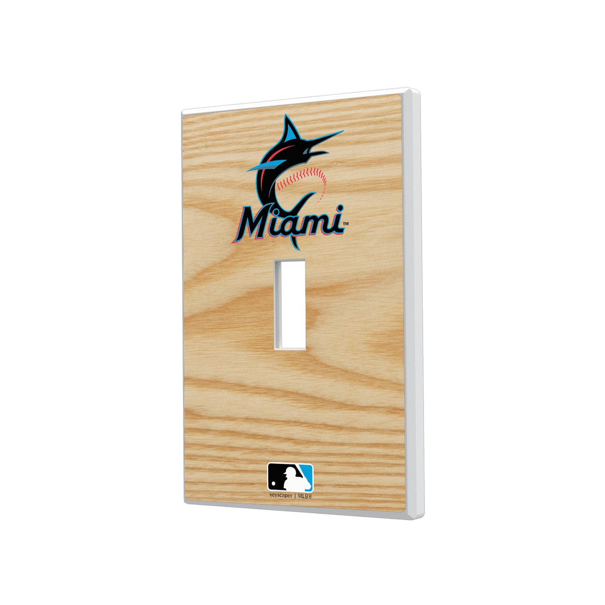 Miami Marlins Baseball Bat Hidden-Screw Light Switch Plate 1
