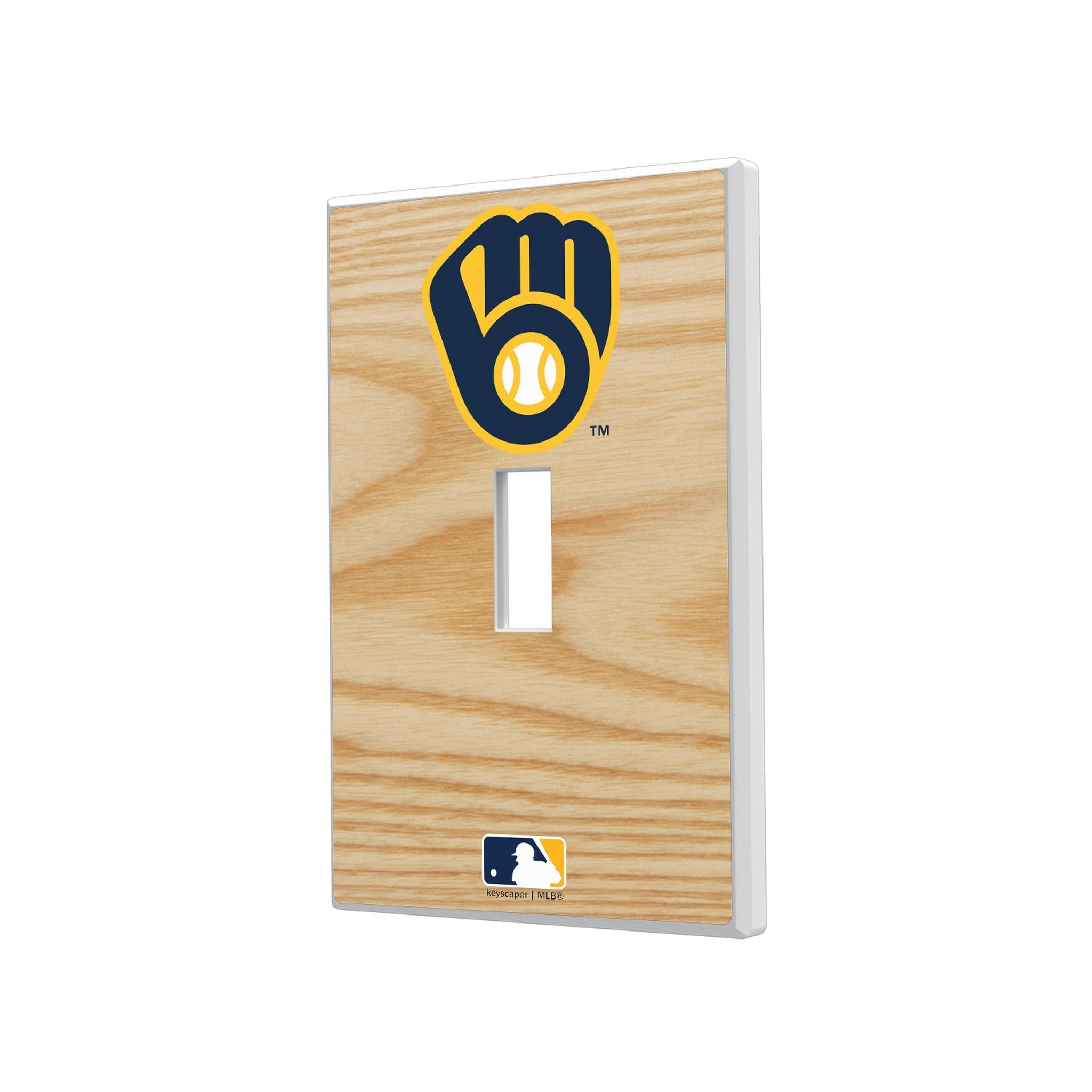 Milwaukee Brewers Baseball Bat Hidden-Screw Light Switch Plate