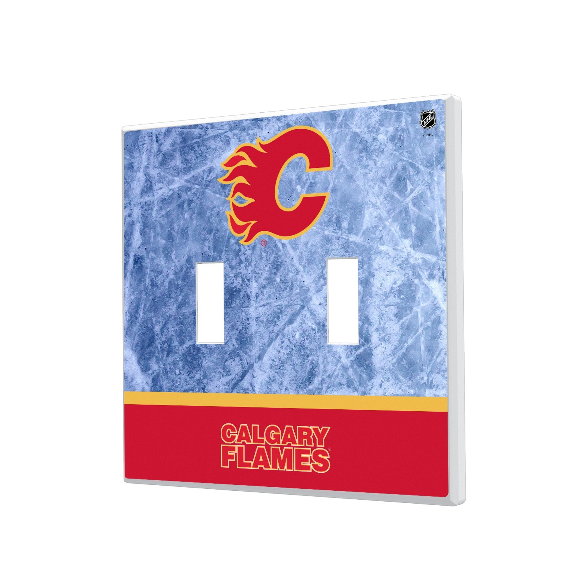 Calgary Flames Ice Wordmark Hidden-Screw Light Switch Plate 3