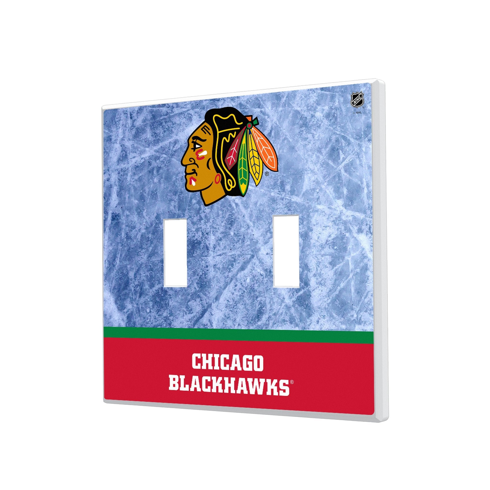 Chicago Blackhawks Ice Wordmark Hidden-Screw Light Switch Plate 3