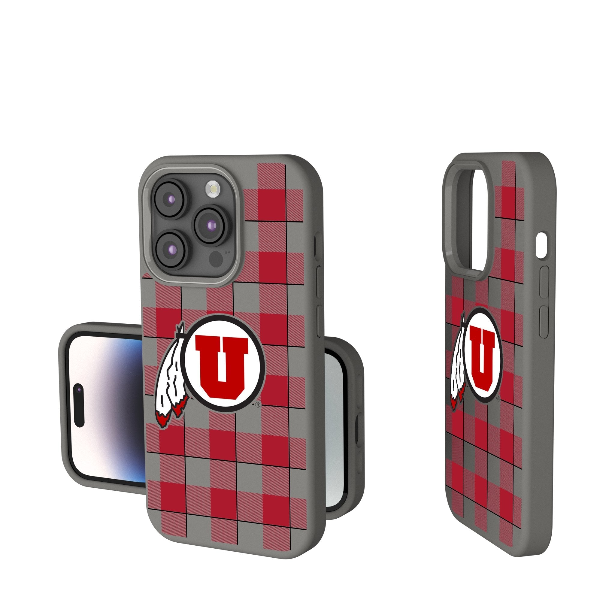 University of Utah Utes Plaid Soft Touch Phone Case for Apple iPhone 1