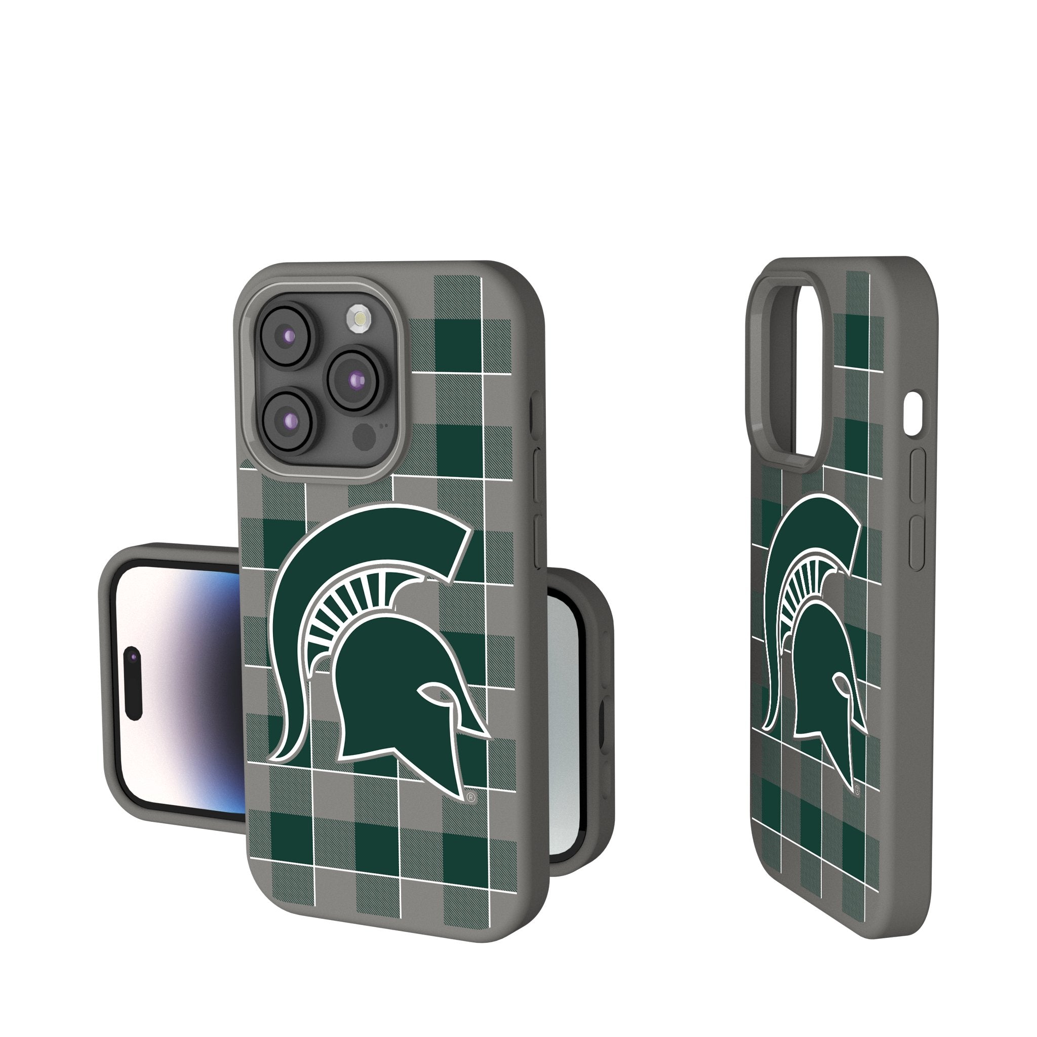 Michigan State University Spartans Plaid Soft Touch Phone Case 1