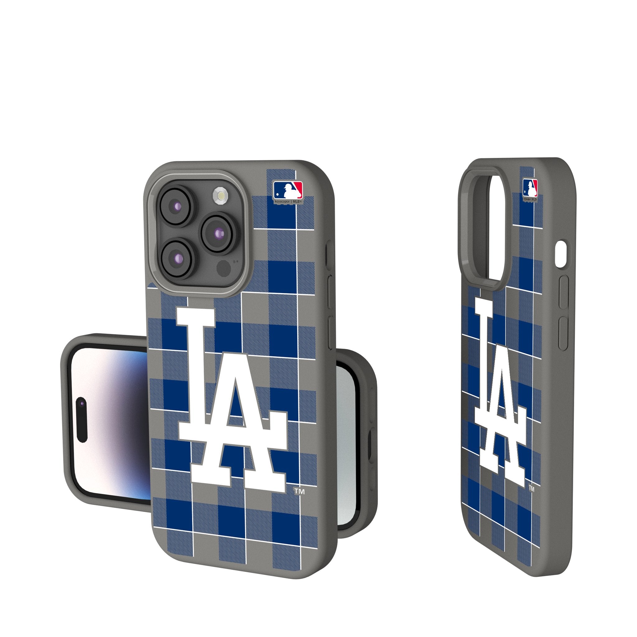 LA Dodgers Plaid Soft Touch Phone Case for Apple iPhone 1