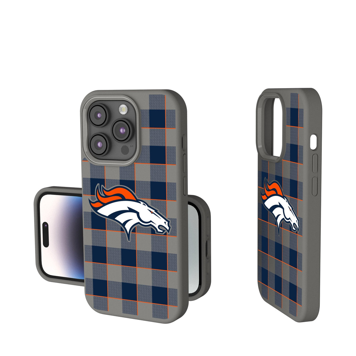 Denver Broncos Plaid Soft Touch Phone Case 1