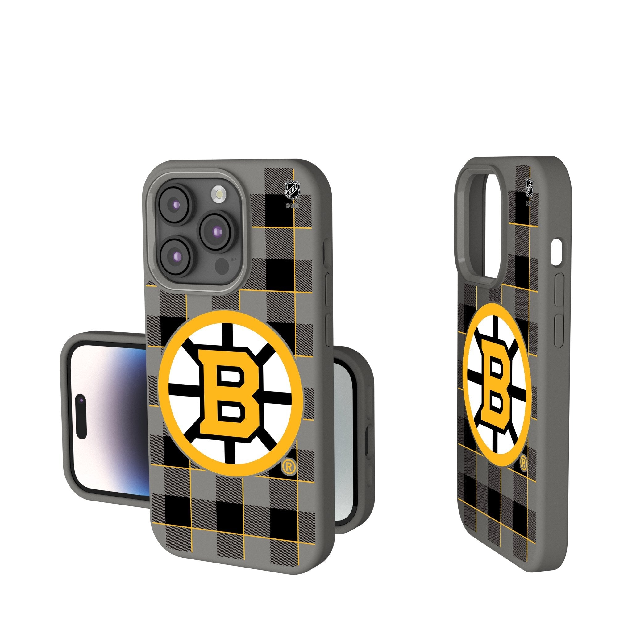 Boston Bruins Plaid Soft Touch Phone Case for Apple iPhone