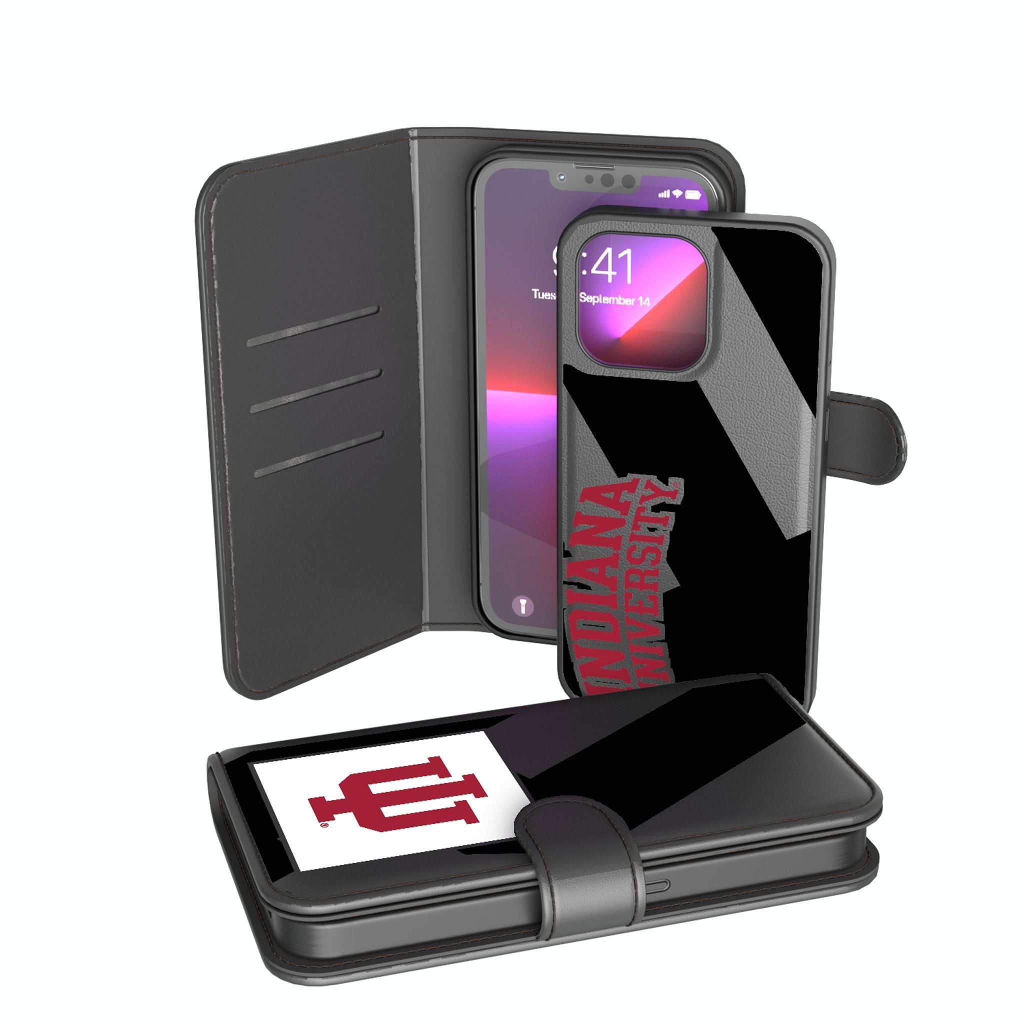 Indiana University Hoosiers Monocolor Tilt Wallet Phone Case for Apple iPhone