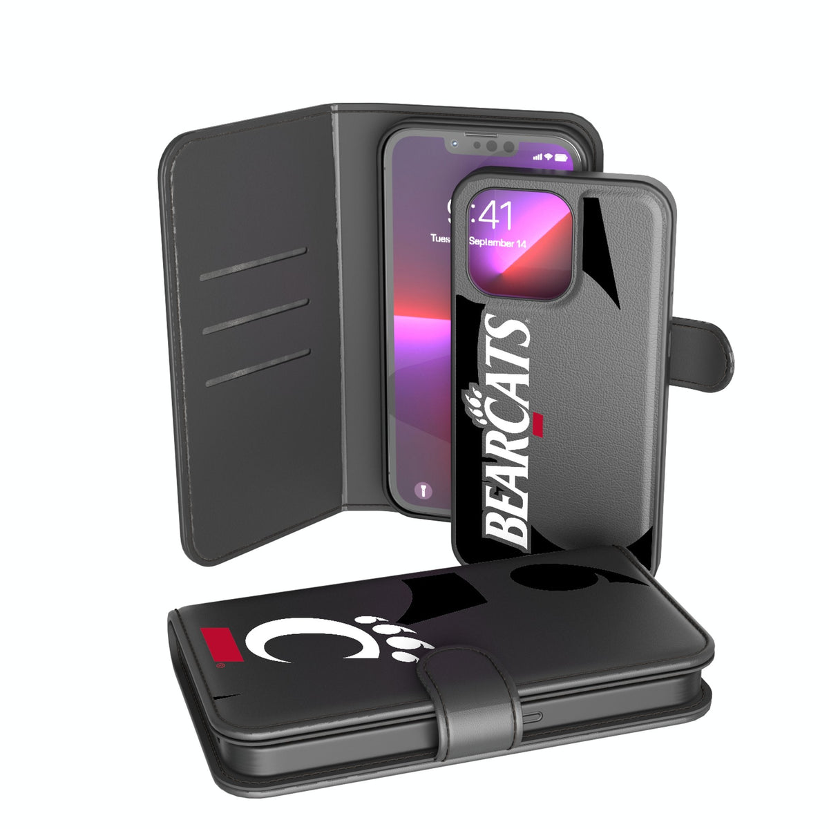 University of Cincinnati Bearcats Monocolor Tilt Wallet Phone Case for Apple iPhone