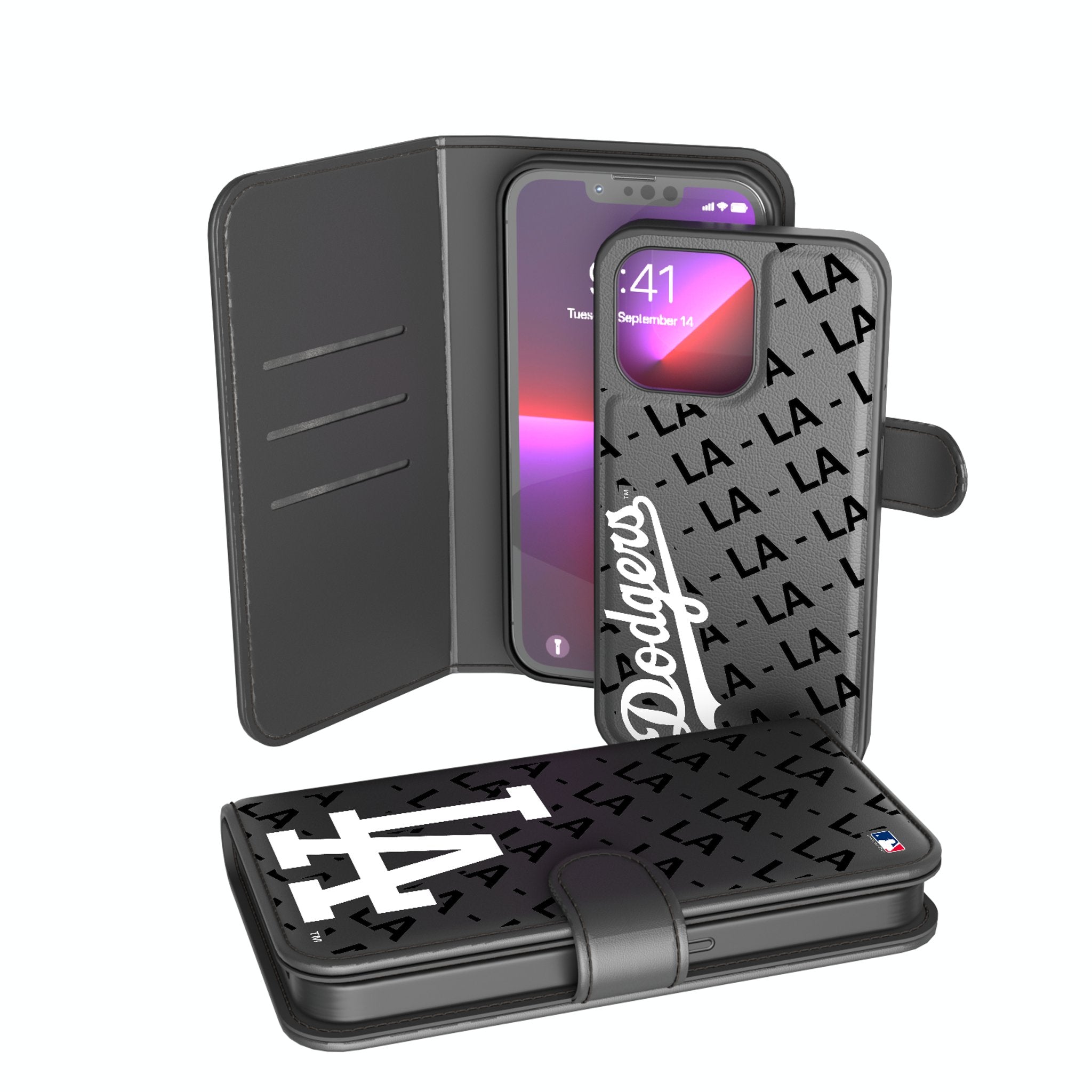 LA Dodgers Monocolor Tilt Wallet Phone Case for Apple iPhone 1