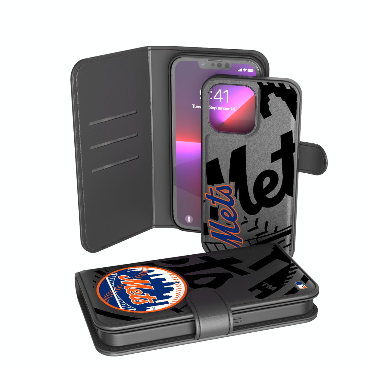 New York Mets Monocolor Tilt Wallet Phone Case for Apple iPhone 1