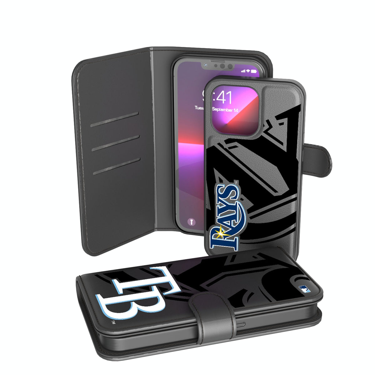 Tampa Bay Rays Monocolor Tilt Wallet Phone Case for Apple iPhone 1