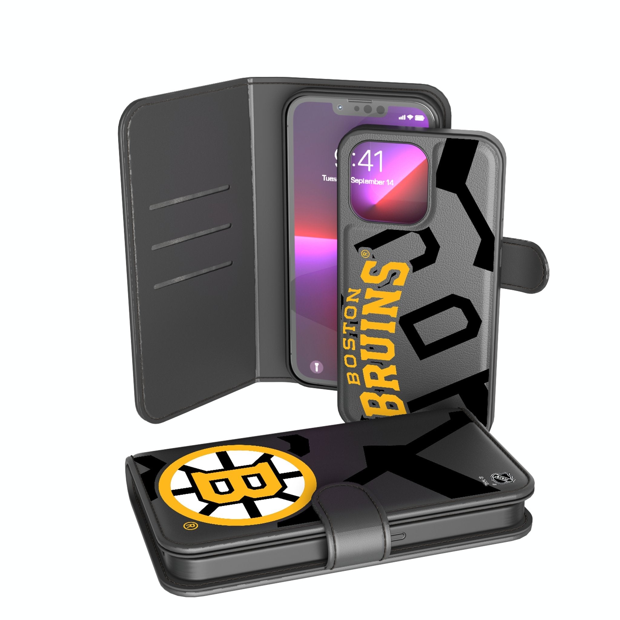 Boston Bruins Monocolor Tilt Wallet Phone Case for Apple iPhone