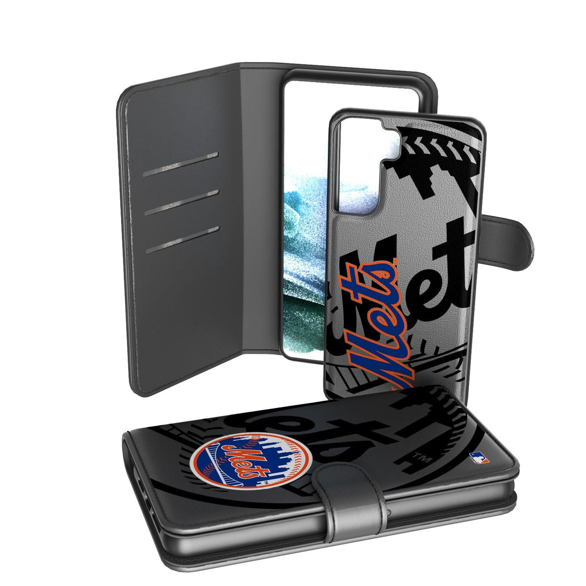 New York Mets Monocolor Tilt Wallet Phone Case for Apple iPhone 2