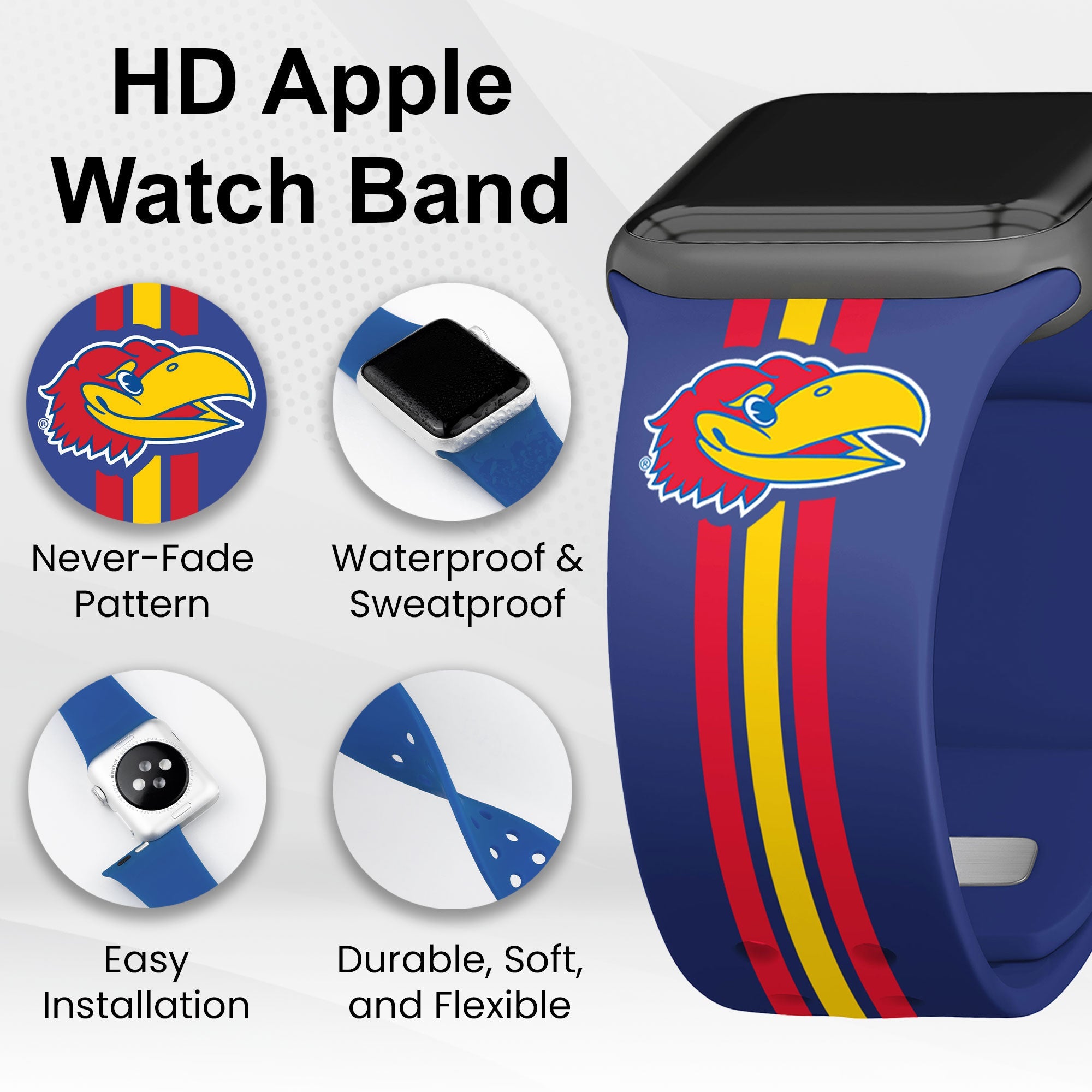 Kansas Jayhawks HD Apple Watch Band 3