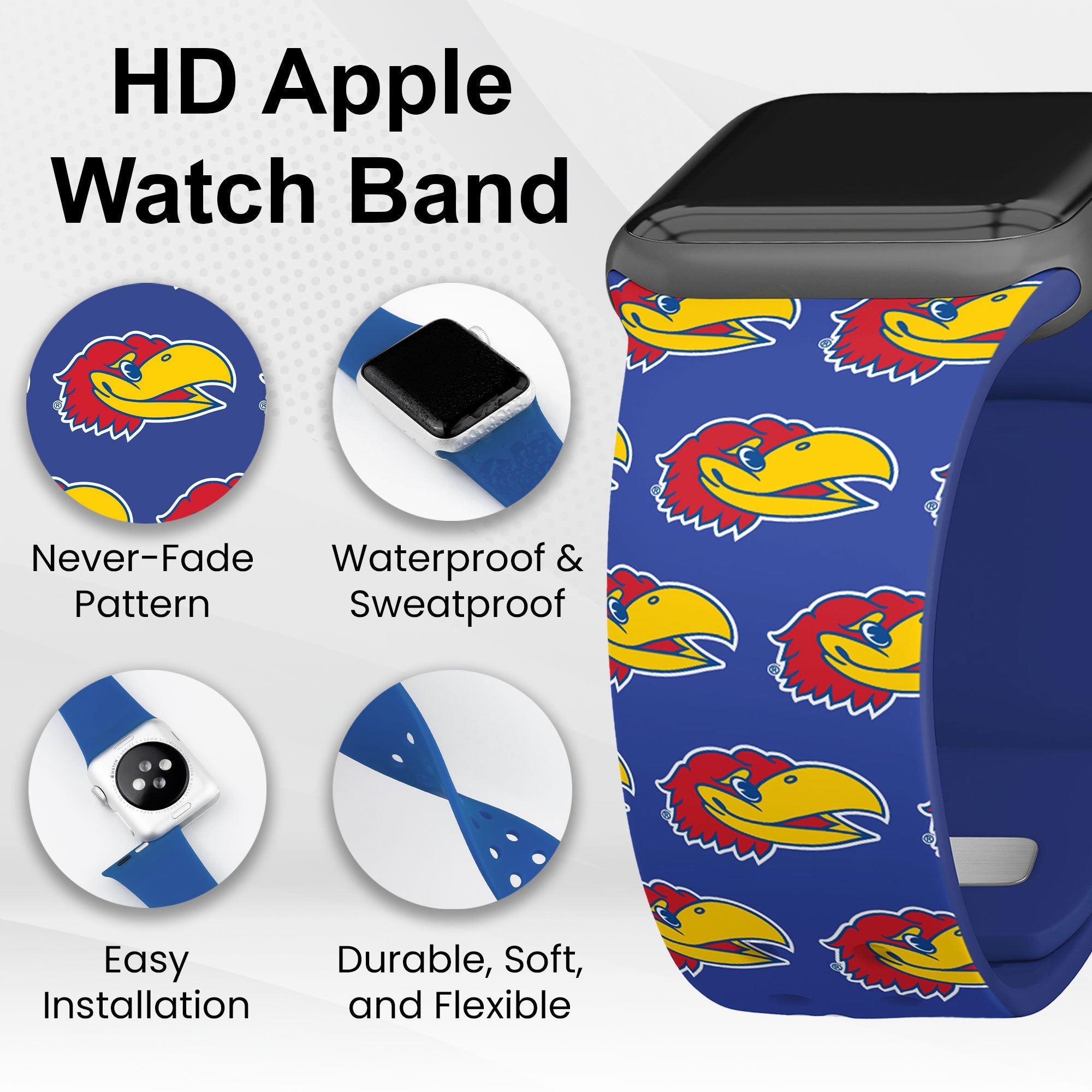 Kansas Jayhawks HD Apple Watch Band 9