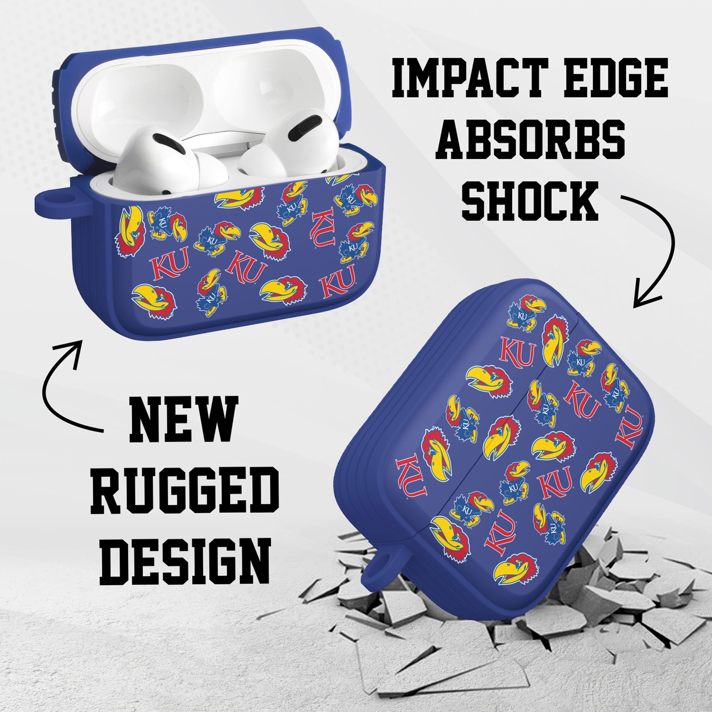 Kansas Jayhawks HDX AirPods Pro 1 & 2 Case Cover | Affinity Bands 8
