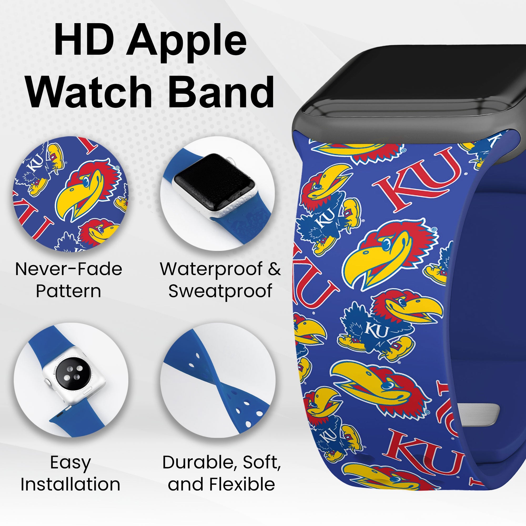 Kansas Jayhawks HD Apple Watch Band 15
