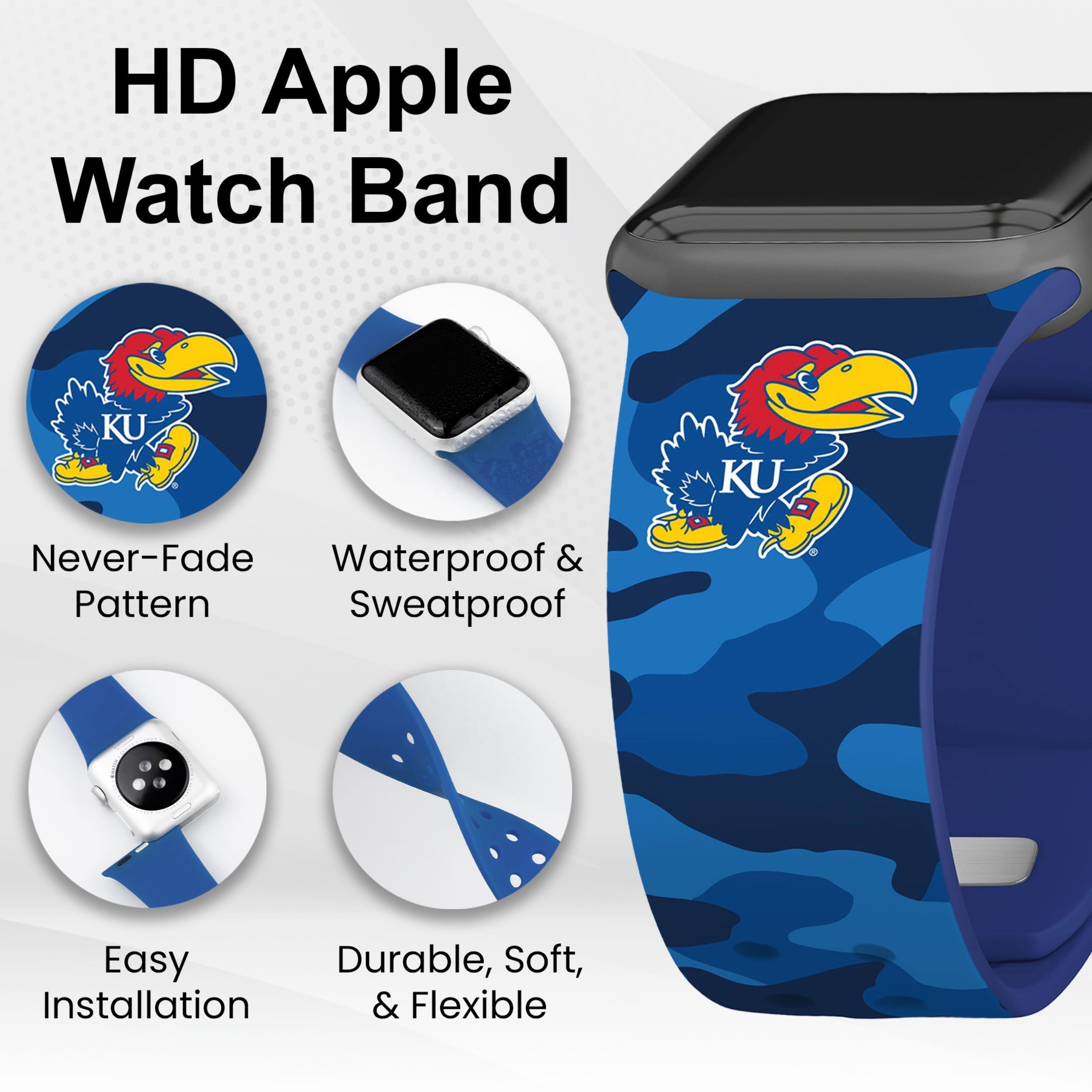 Kansas Jayhawks HD Apple Watch Band 28