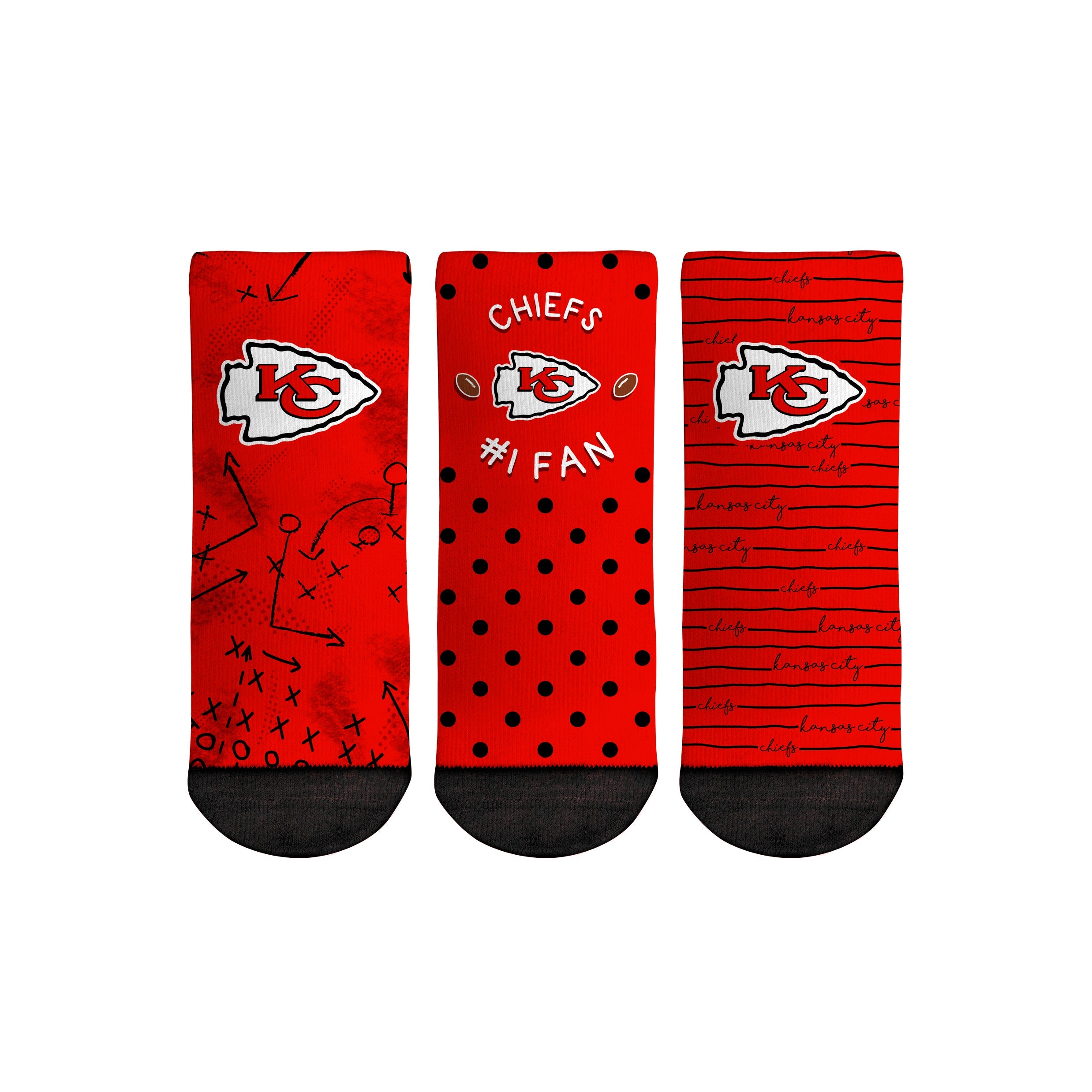Kansas City Chiefs - Number 1 Fan 3-Pack (Toddler) | Rock 'Em Socks
