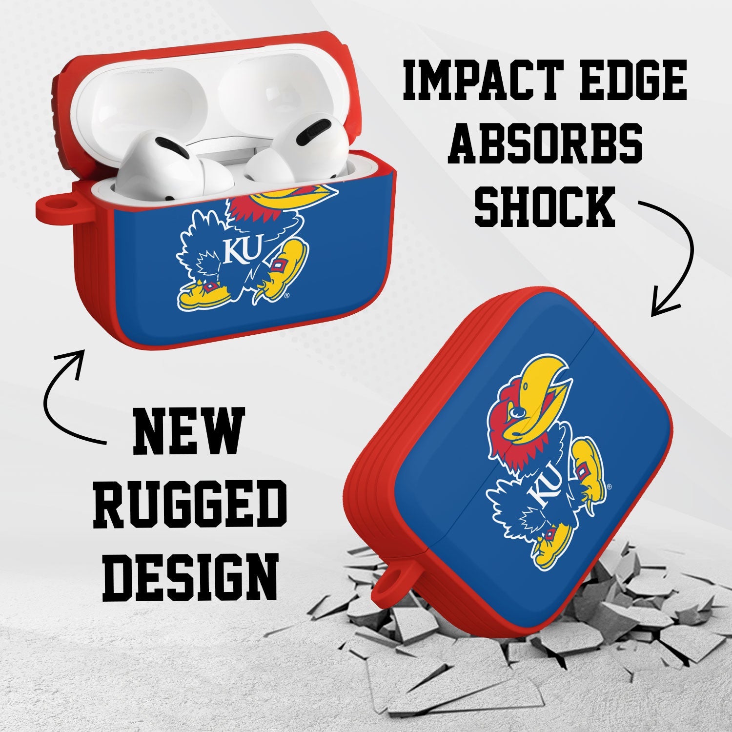 Kansas Jayhawks HDX AirPods Pro 1 & 2 Case Cover | Affinity Bands