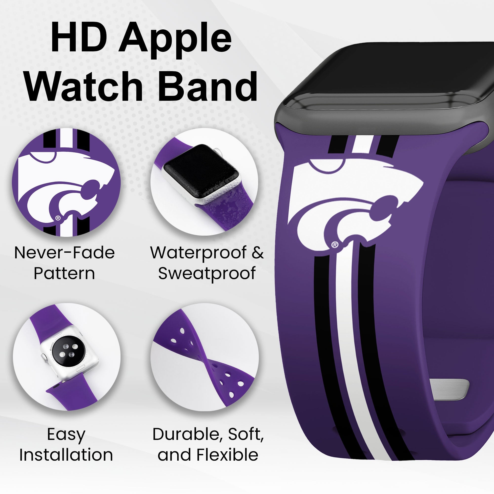 Kansas State Wildcats HD Apple Watch Band 3