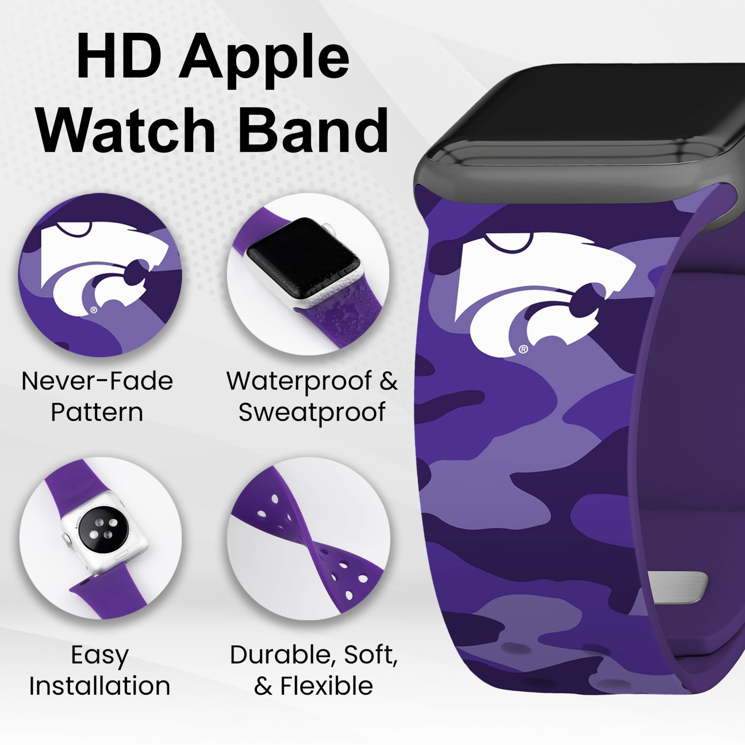 Kansas State Wildcats HD Apple Watch Band 28