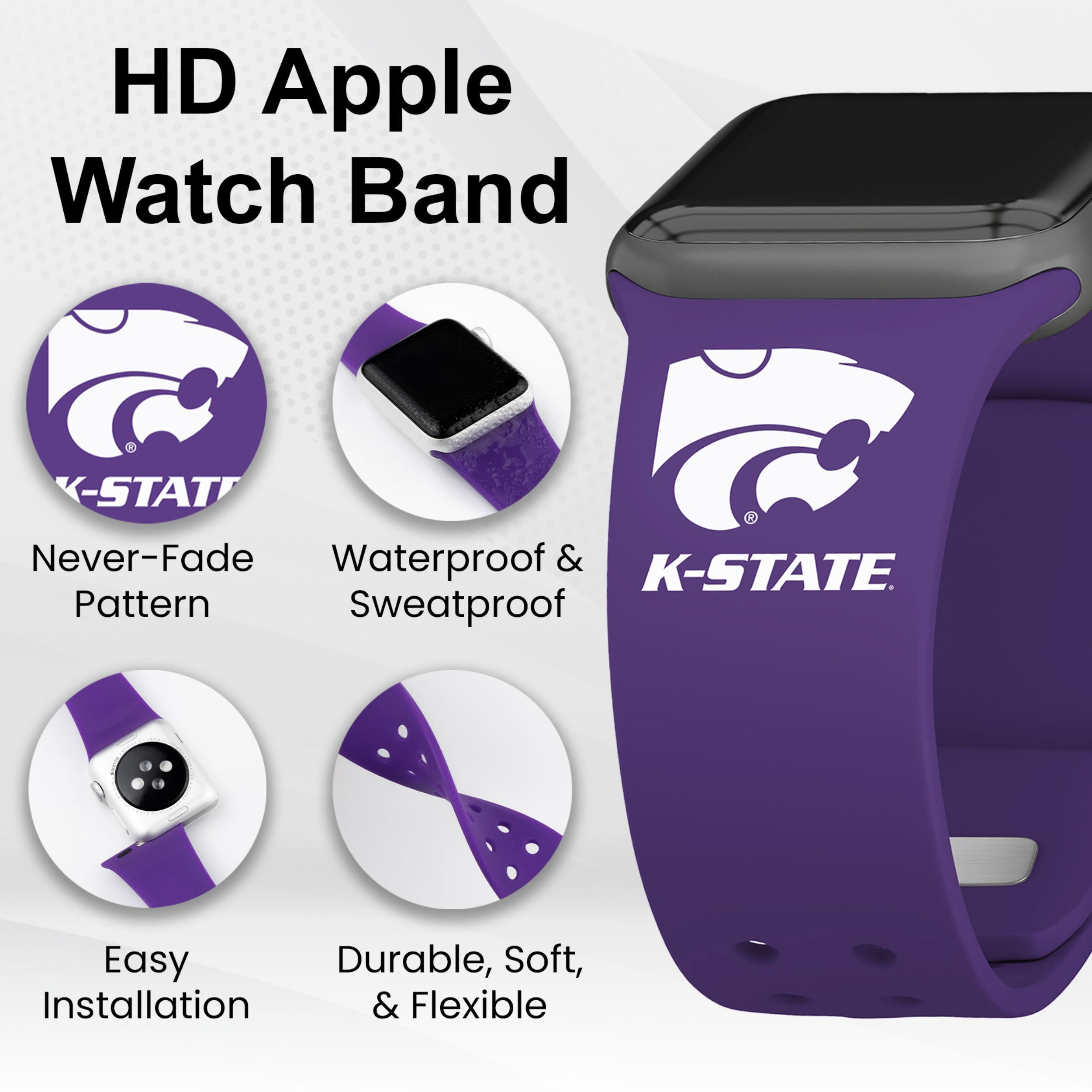 Kansas State Wildcats HD Apple Watch Band 20