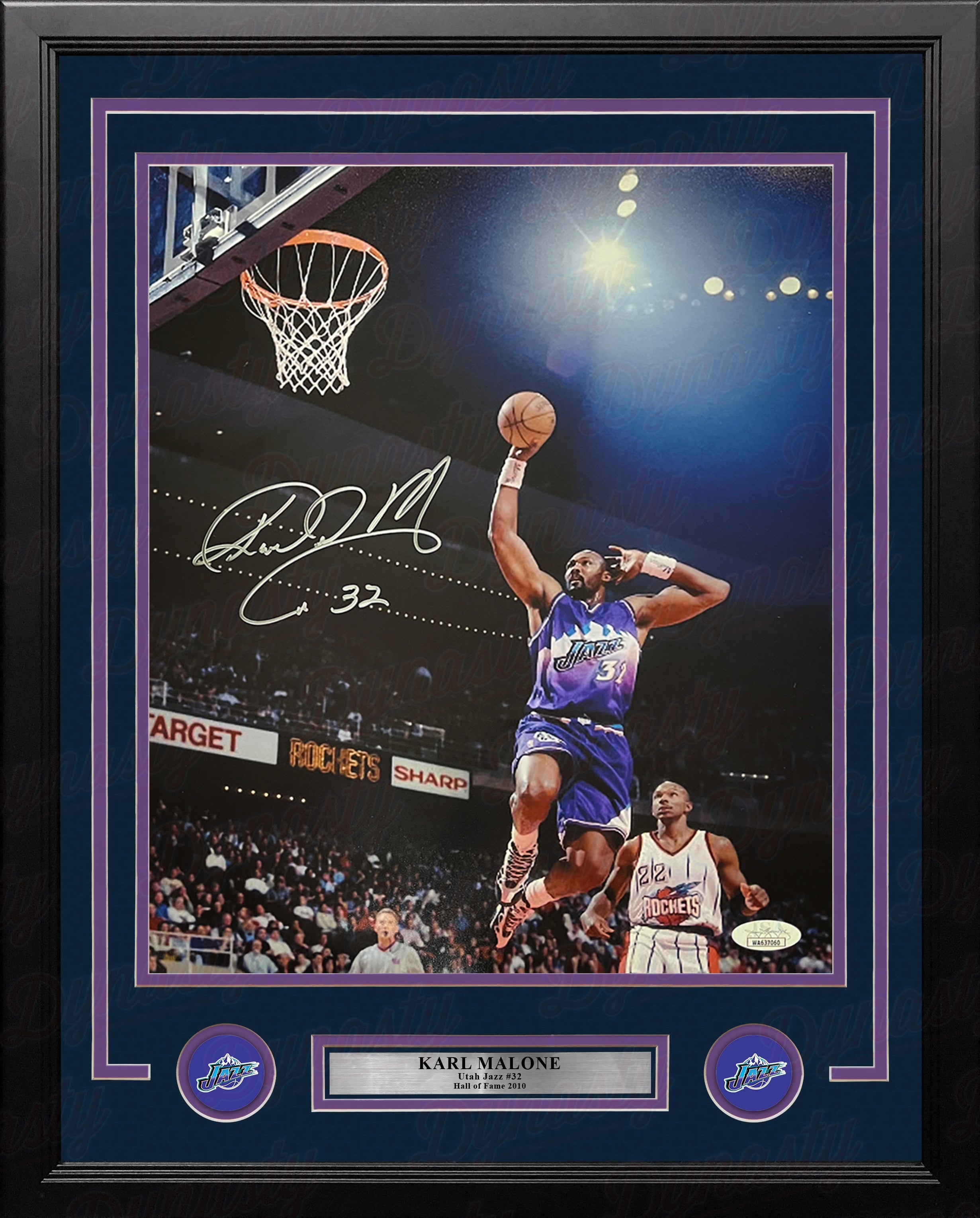 Karl Malone in Action Utah Jazz Autographed 11" x 14" Framed Basketball Photo 1