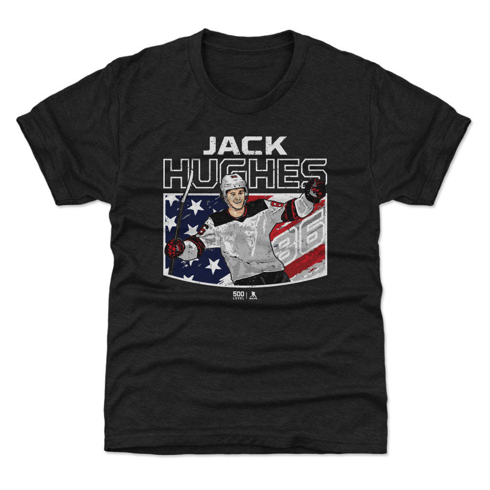 Jack Hughes New Jersey American Flag 4