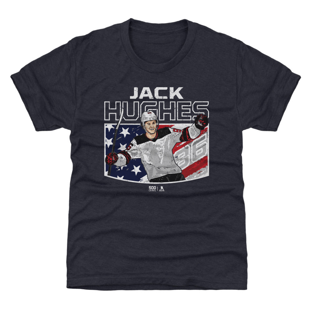 Jack Hughes New Jersey American Flag 3