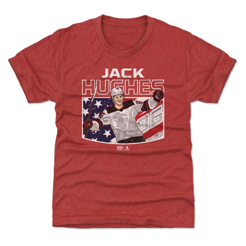 Jack Hughes New Jersey American Flag 2