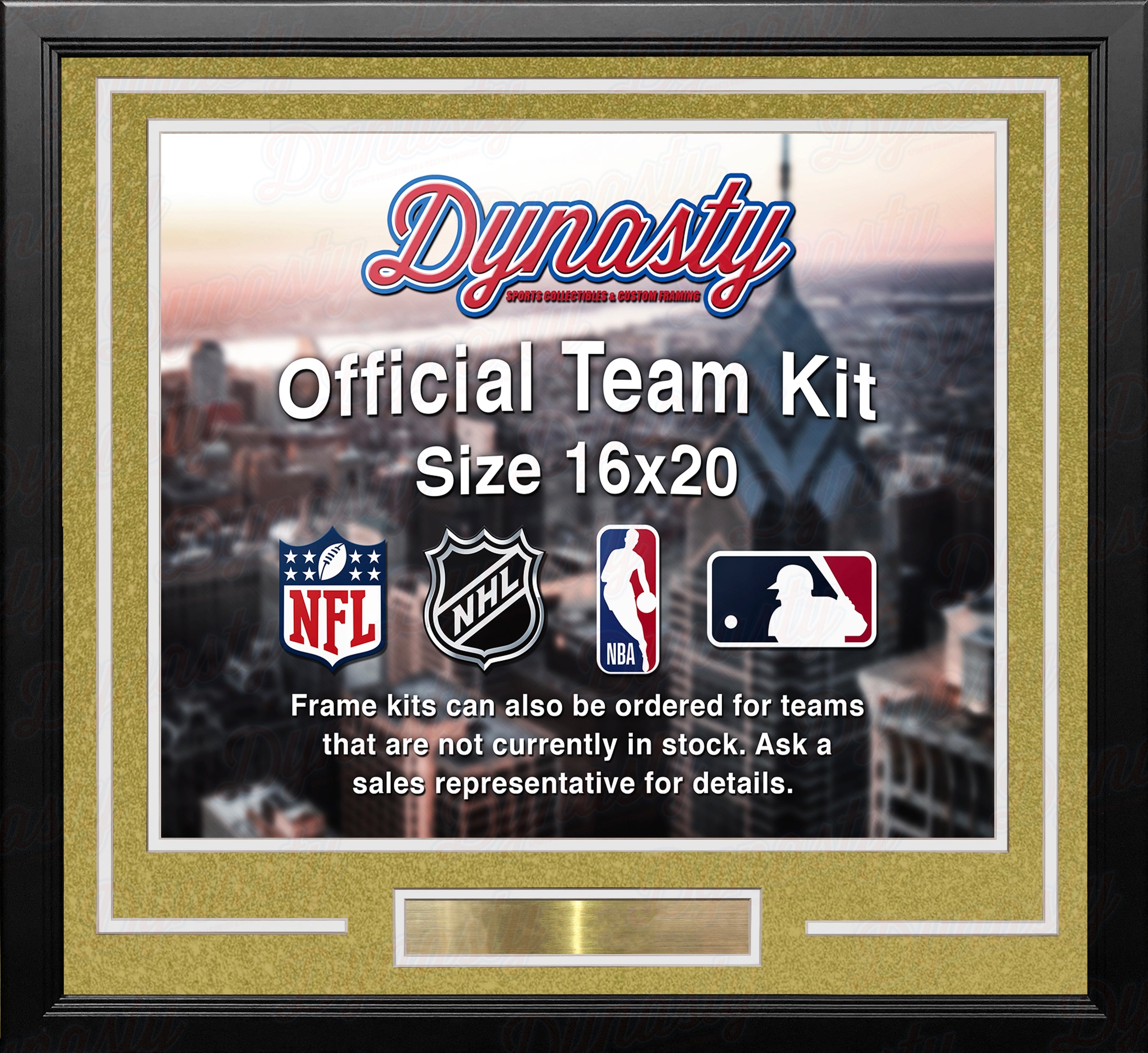 Vegas Golden Knights Gold Custom NHL Hockey 16x20 Picture Frame Kit 3