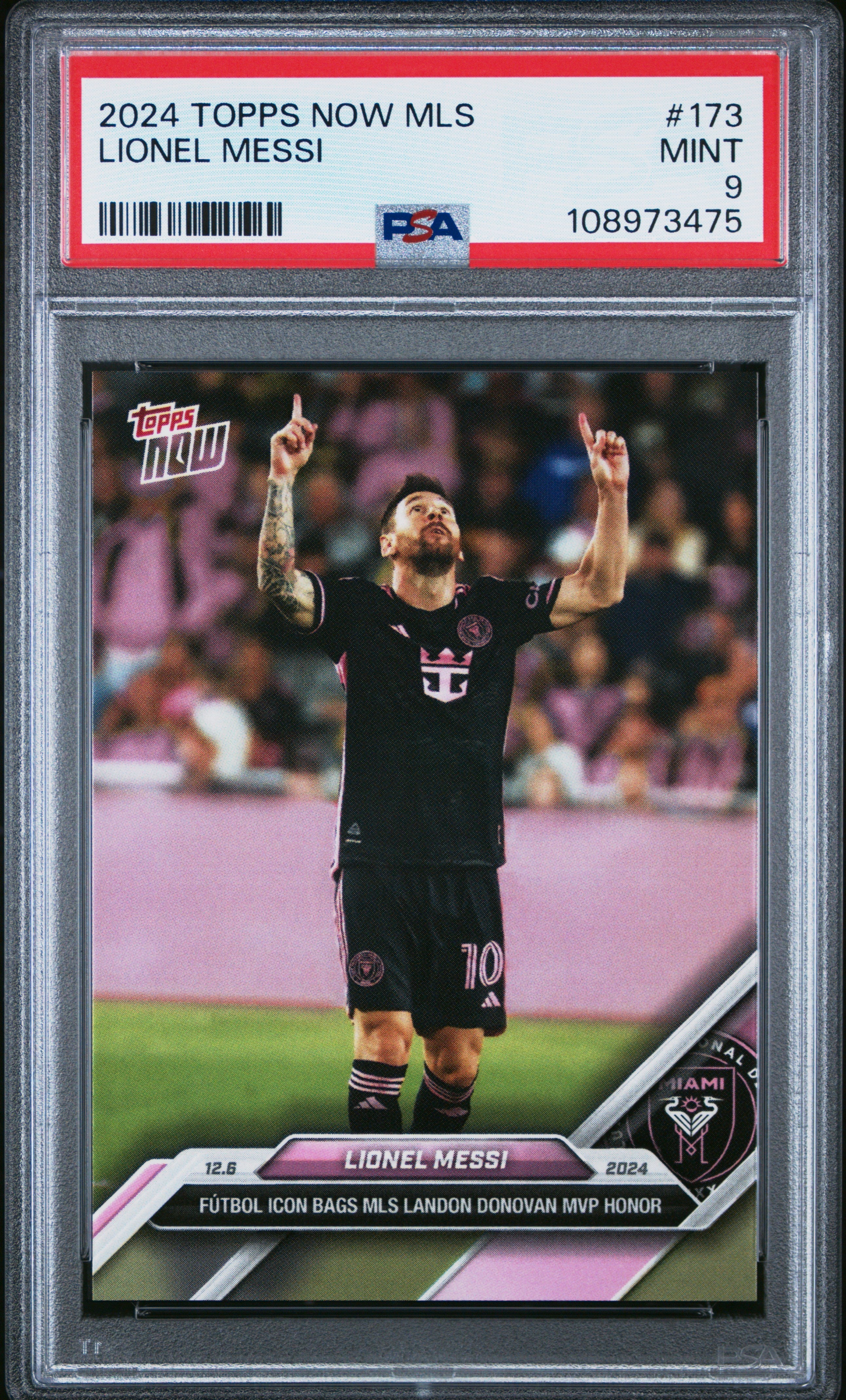 Graded 2024 Topps Now MLS Lionel Messi #173 Soccer Card PSA 9 Mint 1
