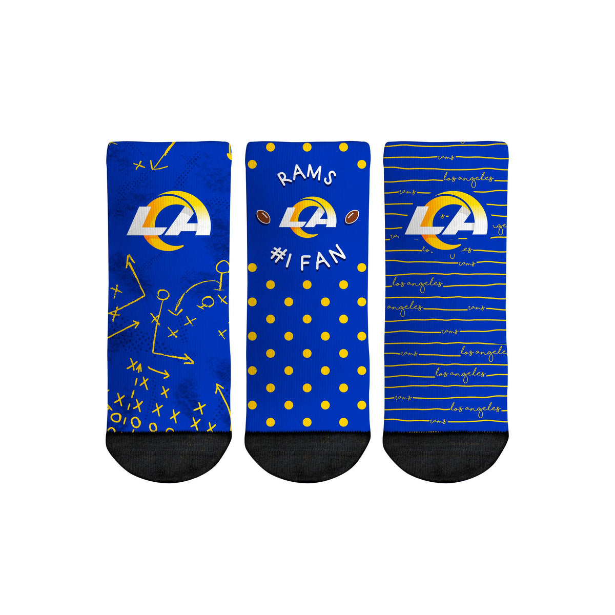 Los Angeles Rams - Number 1 Fan 3-Pack (Toddler) | Rock 'Em Socks 1