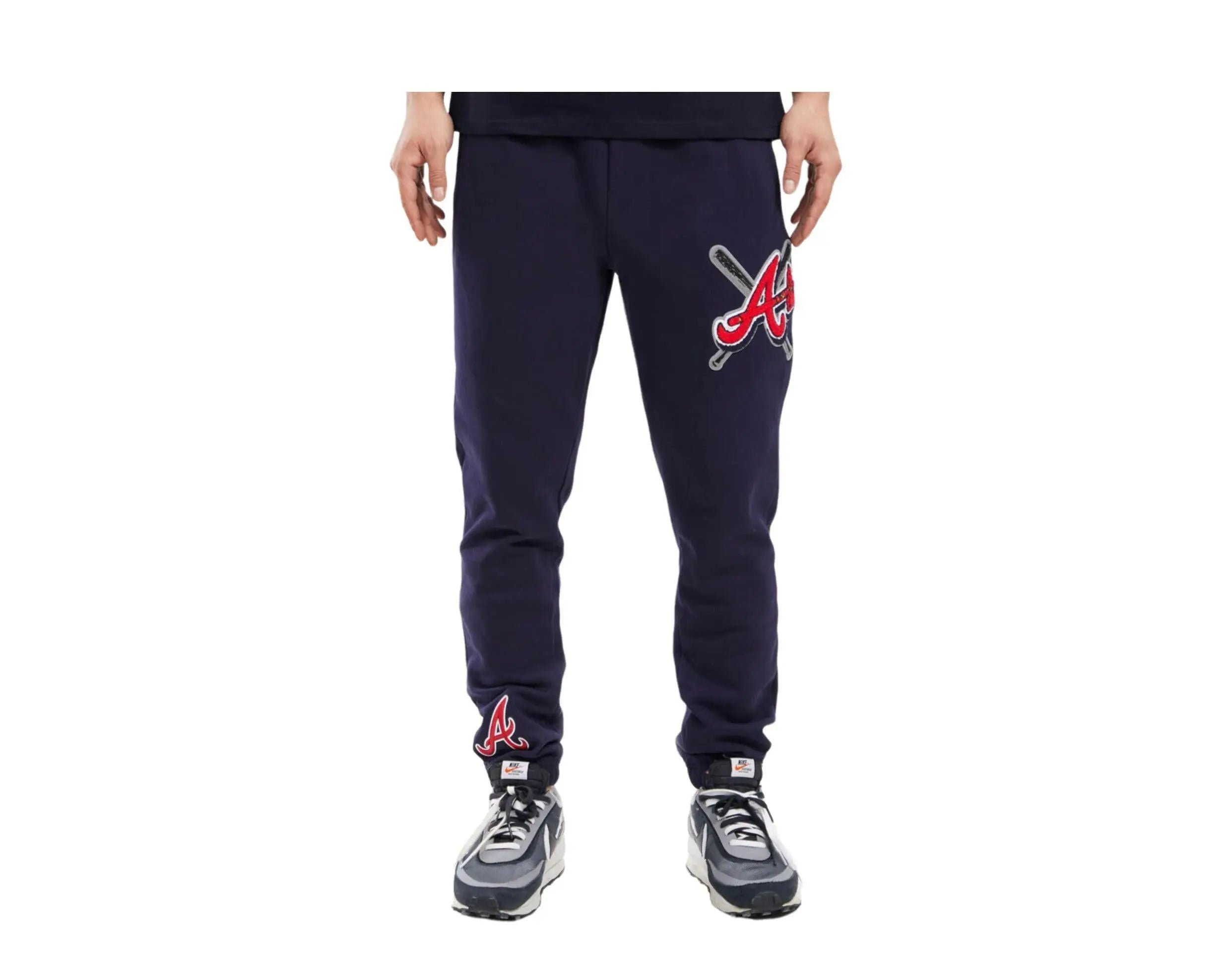 Pro Standard Atlanta Braves Mash Up Logo Men Sweatpants Midnight Navy 1