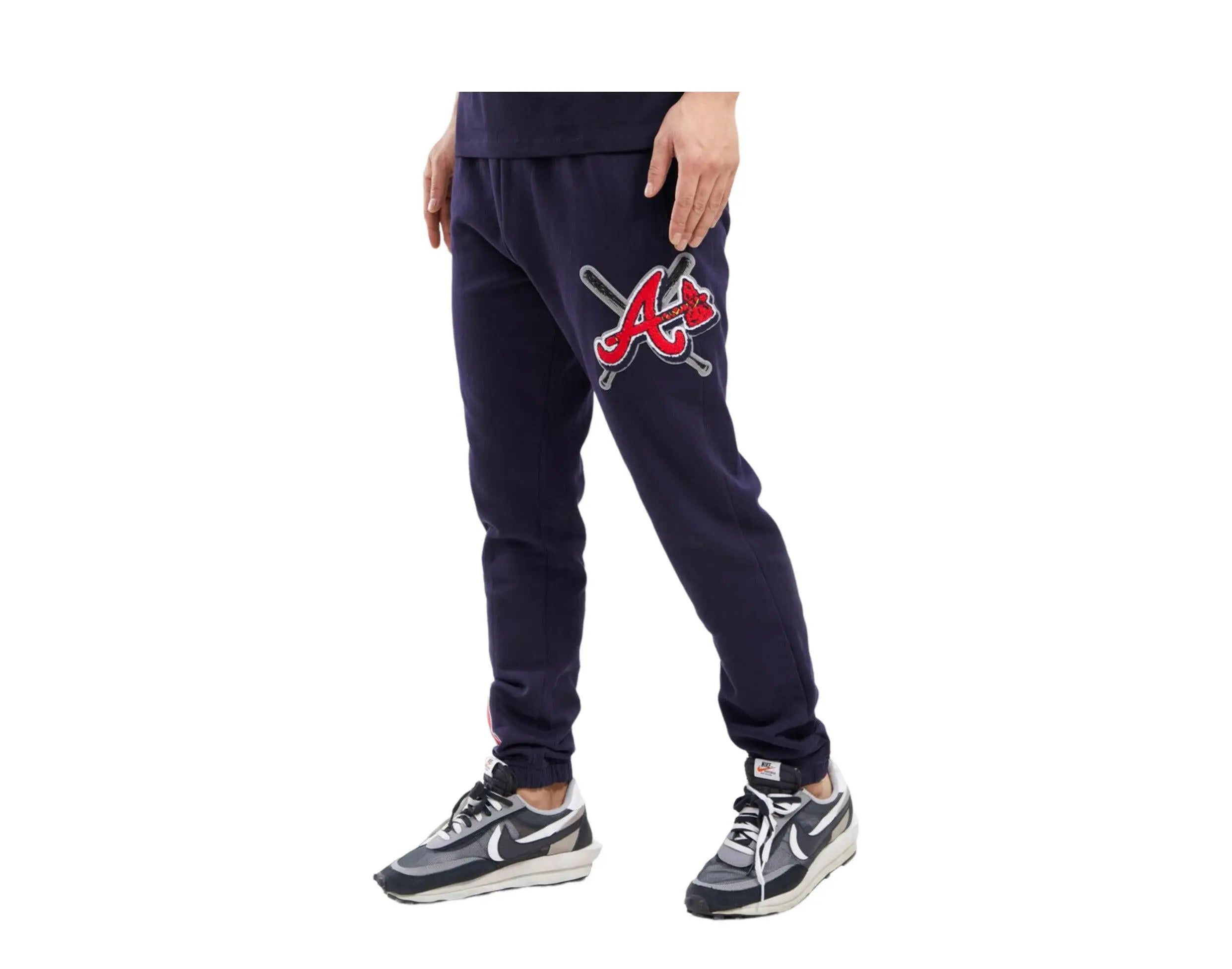 Pro Standard Atlanta Braves Mash Up Logo Men Sweatpants Midnight Navy 2