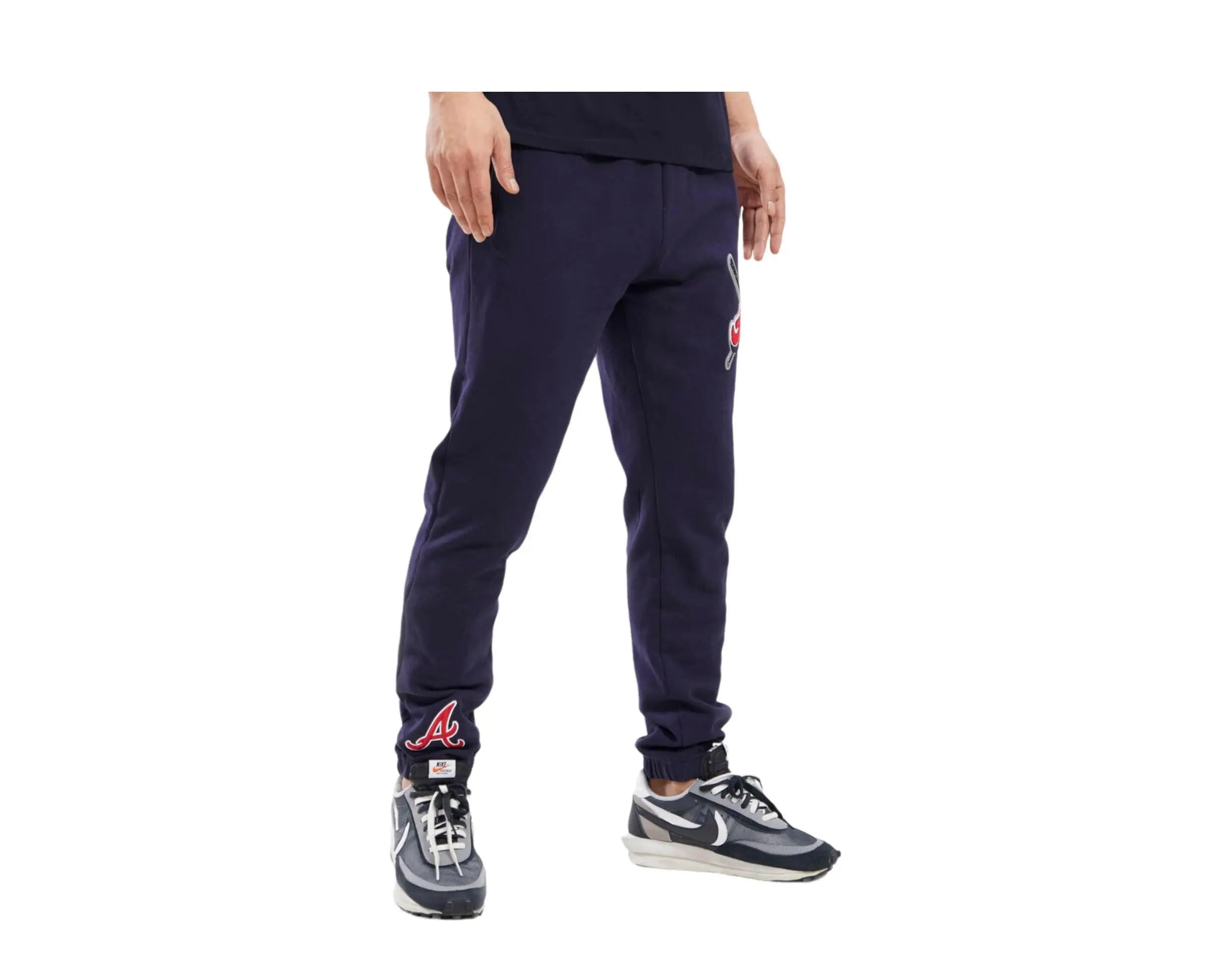 Pro Standard Atlanta Braves Mash Up Logo Men Sweatpants Midnight Navy 3