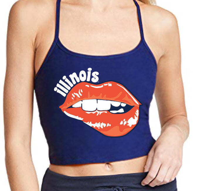 Illinois Fighting Illini Lips Spaghetti Tank | lojobands 6