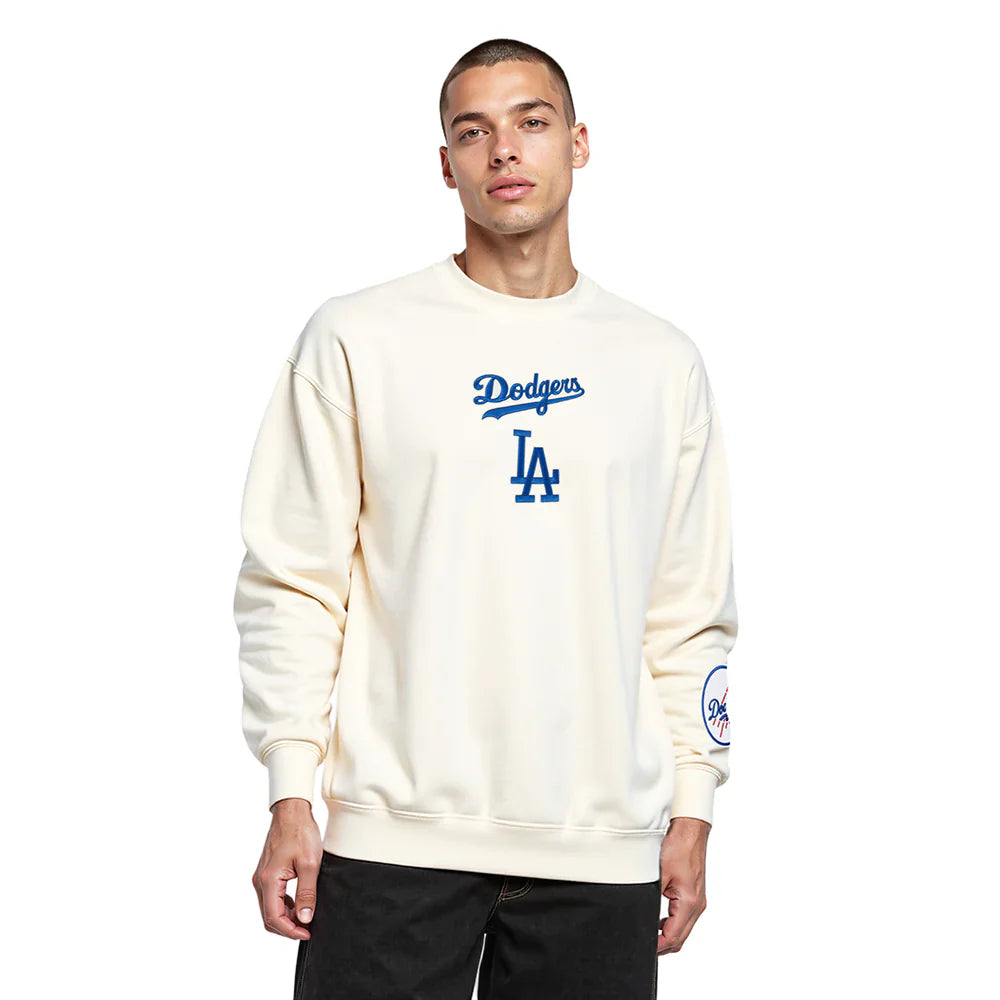 Pro Standard LA Dodgers Wingspan Drop Shoulder Crewneck - Eggshell 2
