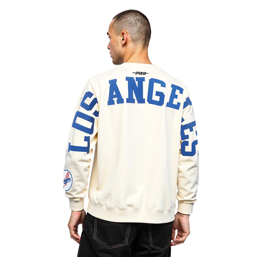 Pro Standard LA Dodgers Wingspan Drop Shoulder Crewneck - Eggshell 1
