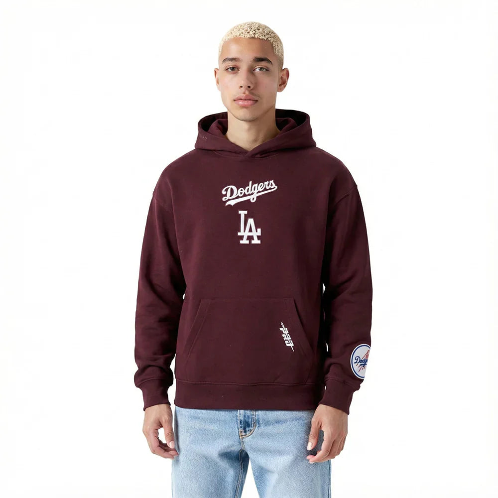 Pro Standard La Dodgers Wingspan Drop Shoulder Hoodie - Wine 2