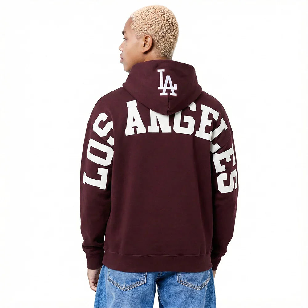 Pro Standard La Dodgers Wingspan Drop Shoulder Hoodie - Wine 1
