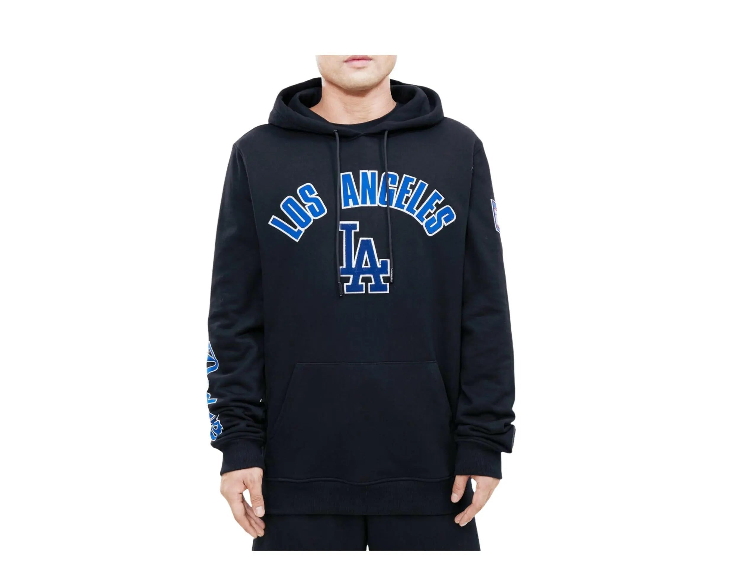 Pro Standard MLB Los Angeles Dodgers Stacked Logo Men Pullover Hoodie Black 1