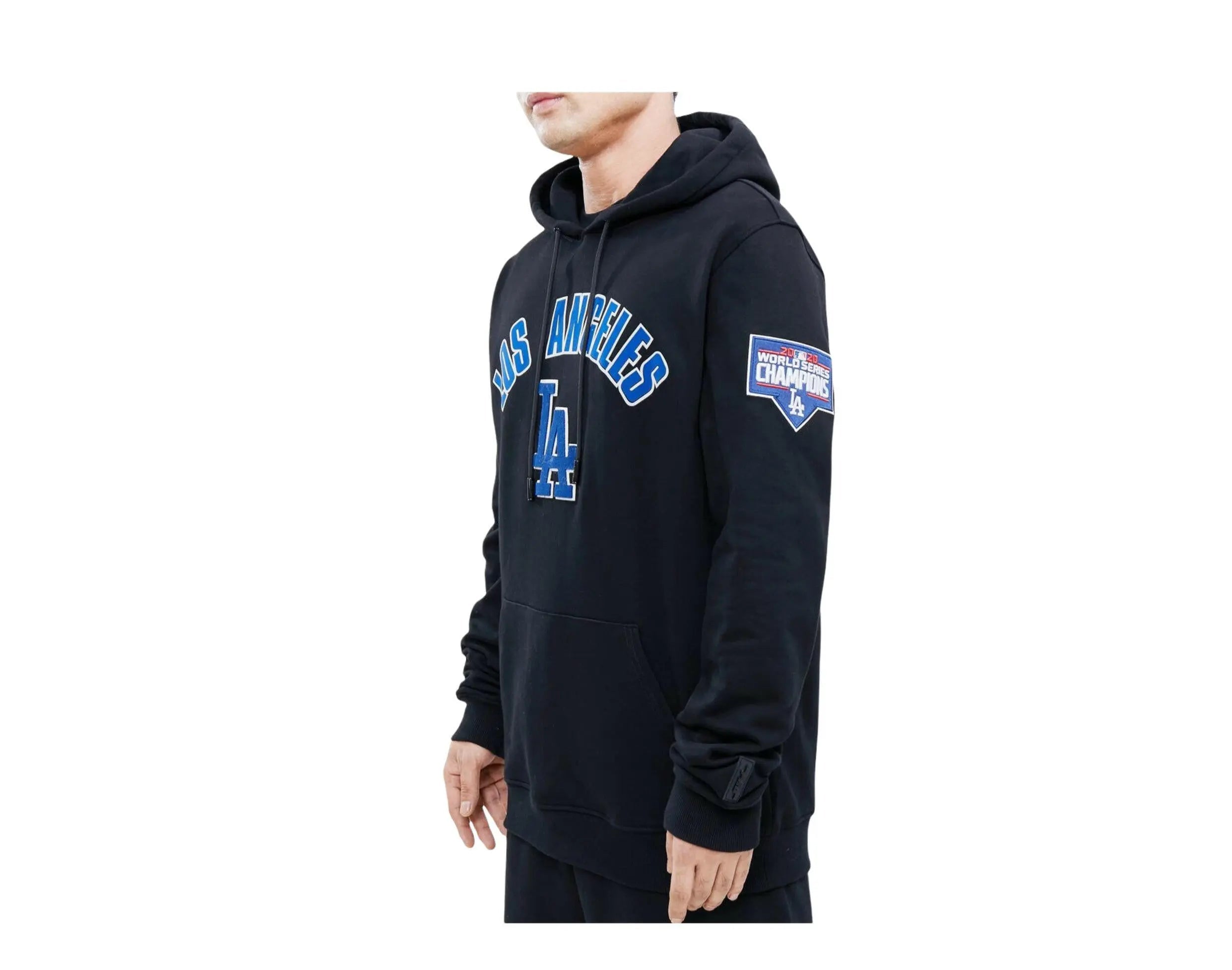 Pro Standard MLB Los Angeles Dodgers Stacked Logo Men Pullover Hoodie Black 2