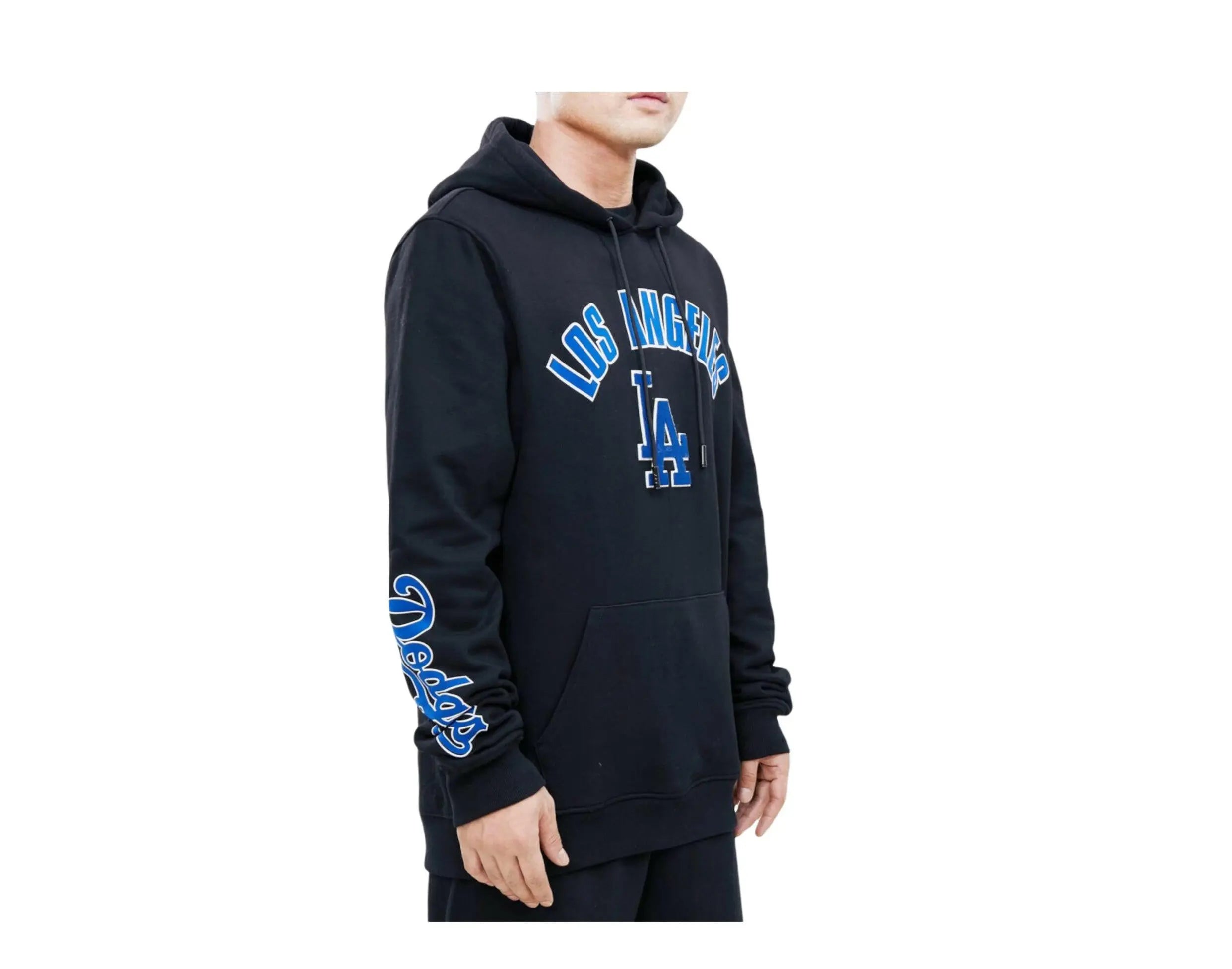 Pro Standard MLB Los Angeles Dodgers Stacked Logo Men Pullover Hoodie Black 3