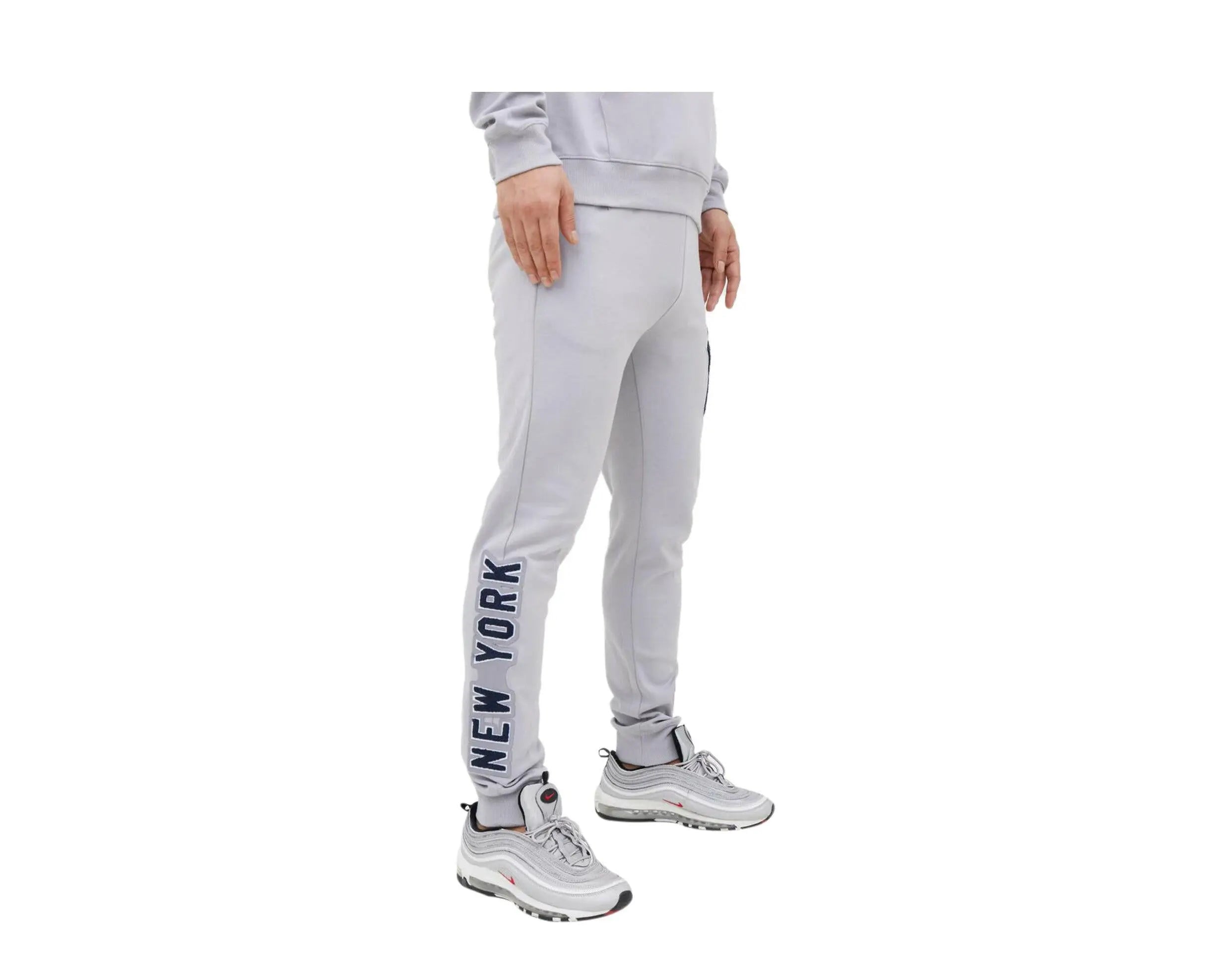 Pro Standard New York Yankees Classic Chenille Men Joggers Grey/Navy 3
